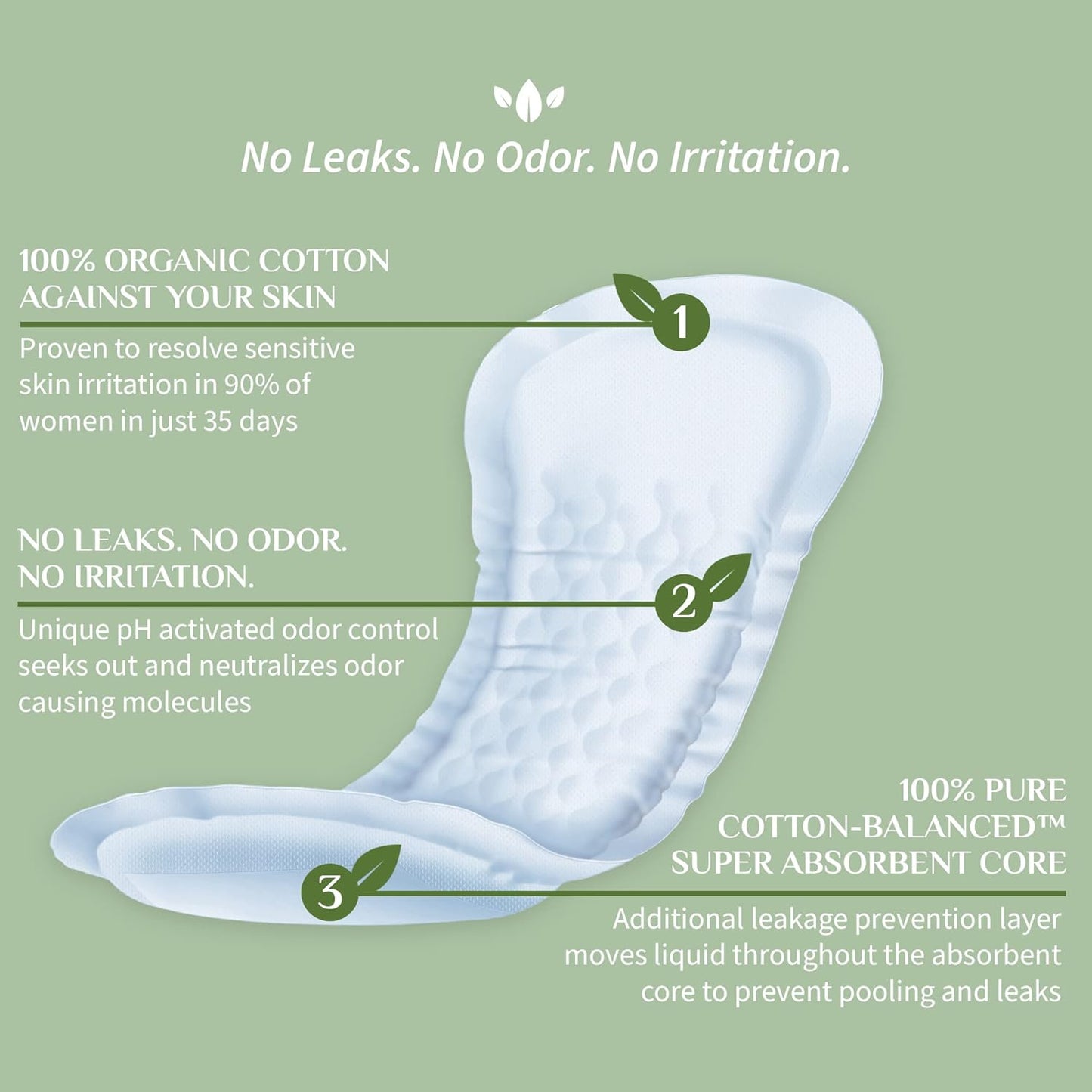 Organyc Certified Organic Cotton Pads for Incontinence, Certified Odor Control, Free from Perfumes, Dyes, Plastics, and Chemicals, FSA/HSA Eligible, Ultimate Flow, 14 Count(Pack of 4)