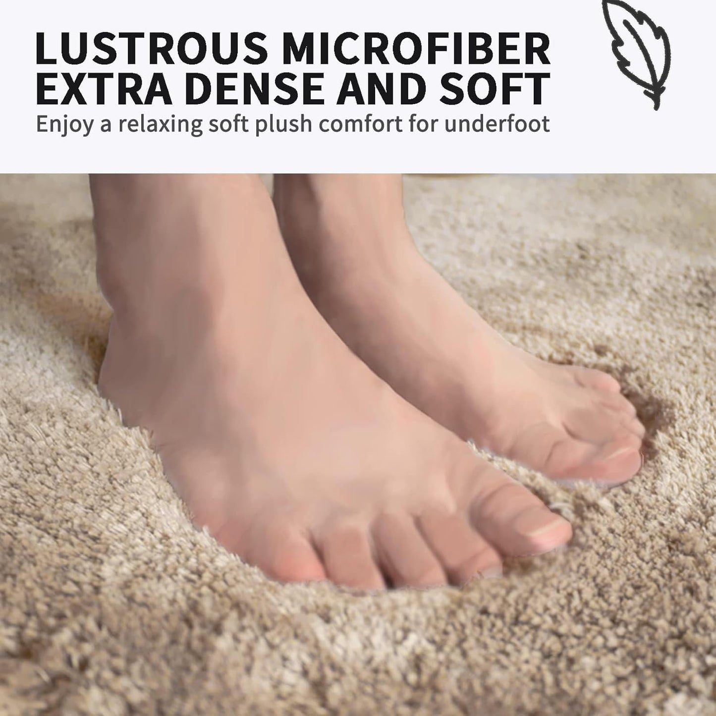 FIFU Bathroom Rugs 20" W x 32" L, Bath Mat for Bathroom, Bedroom, Laundry Room & Kitchen, Non-Slip Rubber Latex Backing, Extra Soft and Absorbent Microfiber Carpet, Machine Washable Rug, Beige