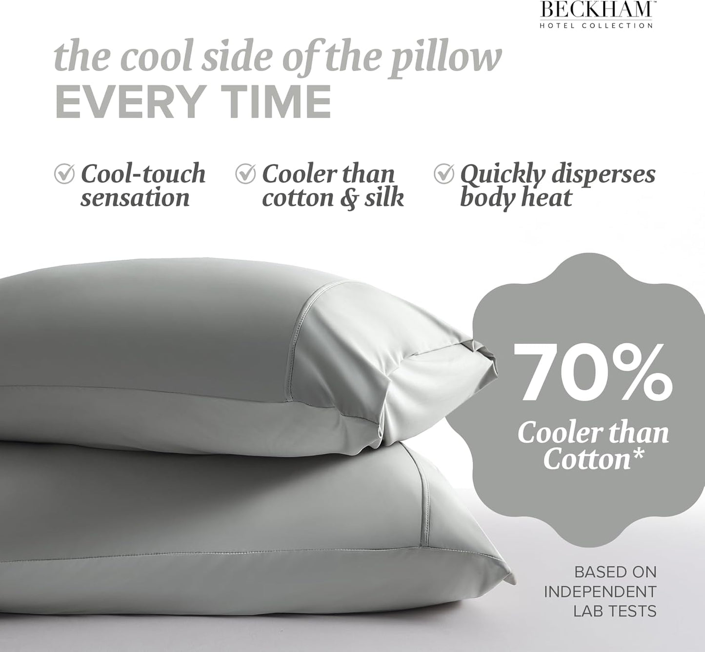 Beckham Hotel Collection Cooling Pillowcases for Hot Sleepers, Standard/Queen Size Set of 2, Cool Bedding, Envelop Closure, Silky Soft, Breathable, Moisture-Wicking, Dark Gray