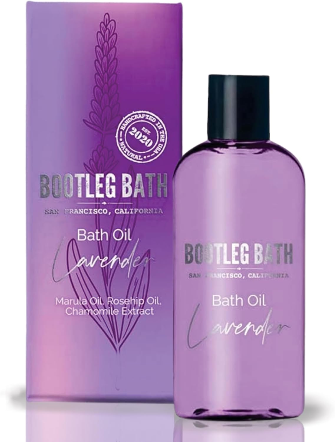 Lavender Bath Oil with Marula, Rosehip, and Jojoba Oils, Chamomile Extract, and 100% Pure Natural Essential Oil, Great Mother's Day Gift, 4oz, for Men and Women, Made in USA