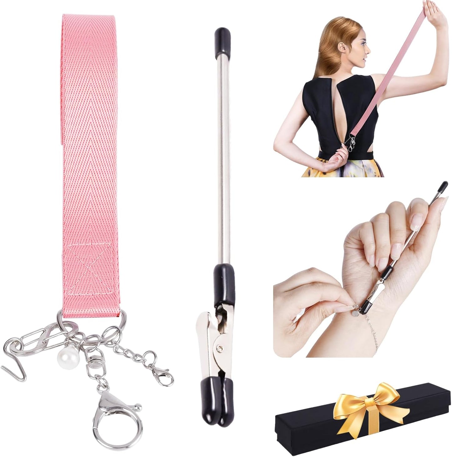 Zipper Helper Bracelet Helper Tool Set, Zipper Puller Helper Dresses Zipper Pull Helper Back Zipper Puller for Overweight, Elderly, Disabled, Individuals or Travel, Easy to Use