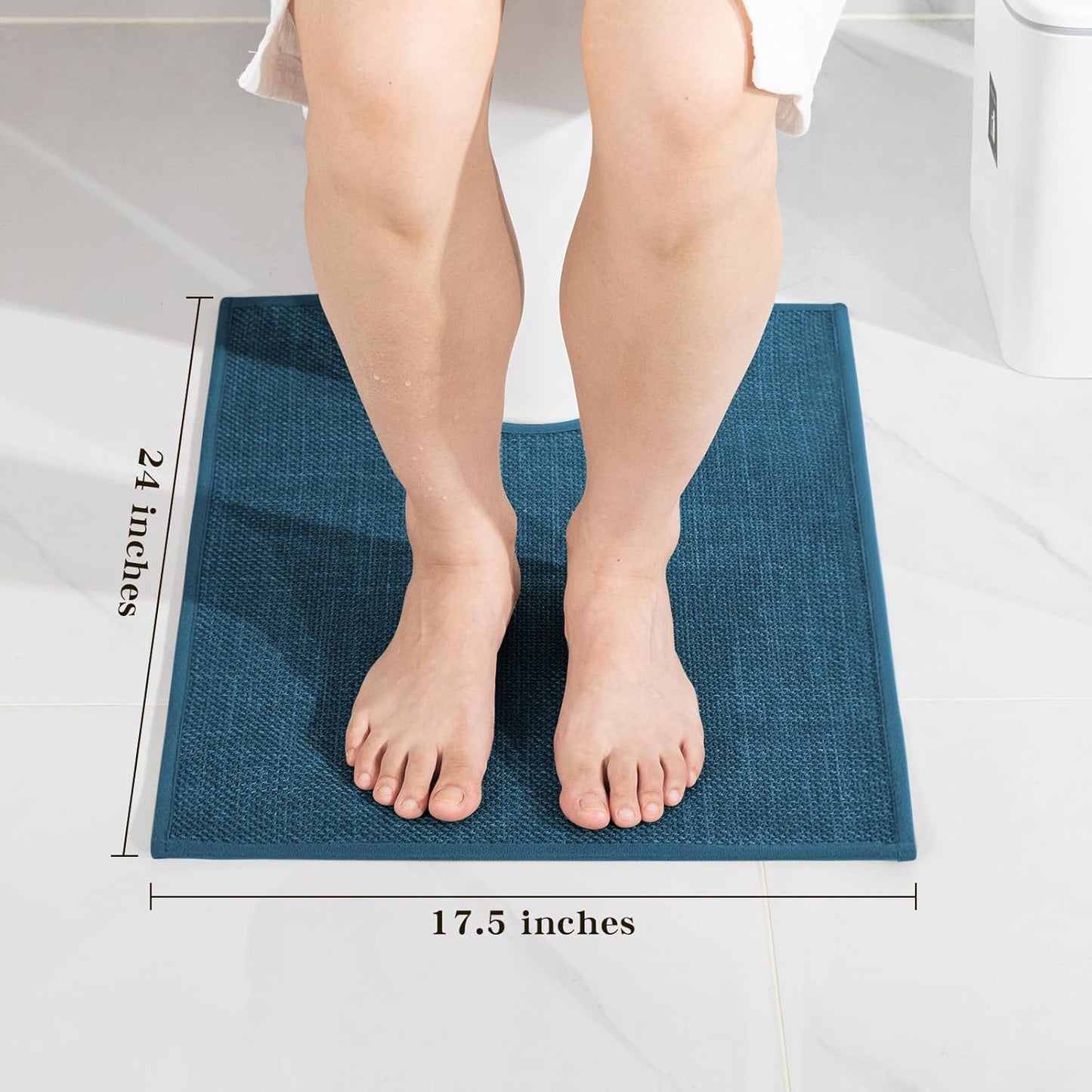 chakme Bathroom Rugs Mat U-Shaped 24x17, Ultra ThinNon Slip Bath Mat Small Quick Dry Absorbent Bath Matfor Bathroom Floor, (Dark Blue, U-24"x17")