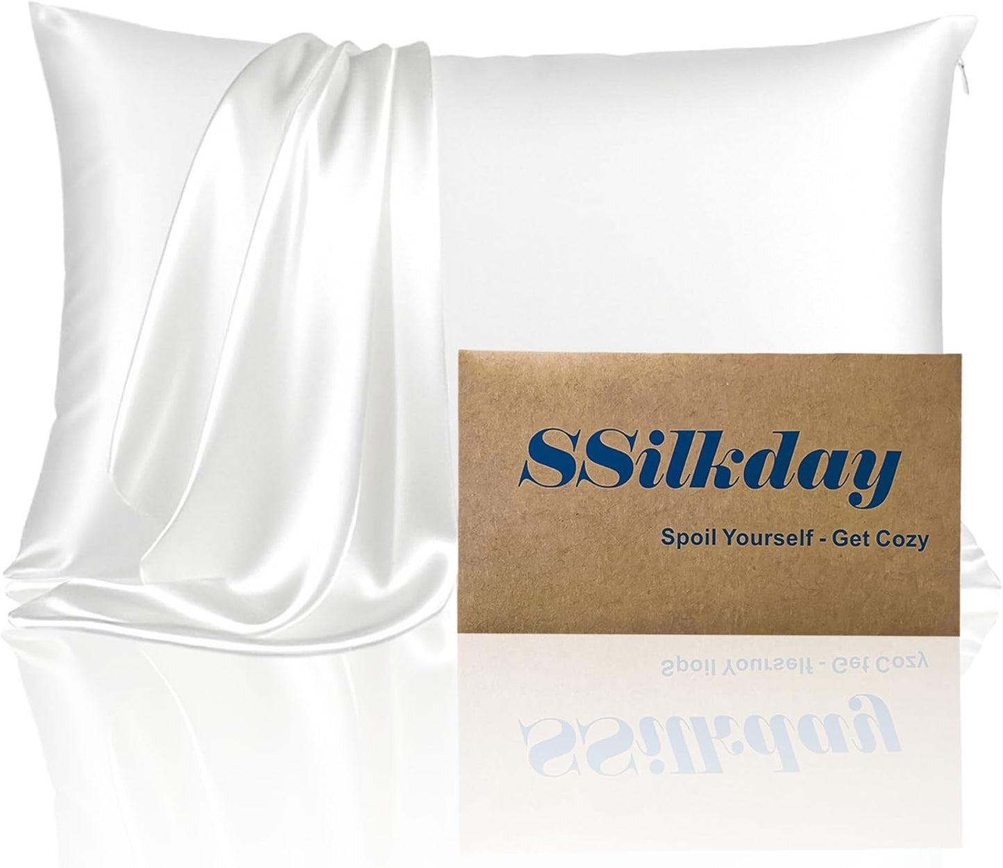 Mulberry Silk Pillow Cases with Zipper, Ultra Smooth Soft Breathable Cooling Pillow Cases for Hot Sleepers, Silk Satin Pillowcase for Hair and Skin, Gifts for Women (Cream White, King Size, 1 Pack)