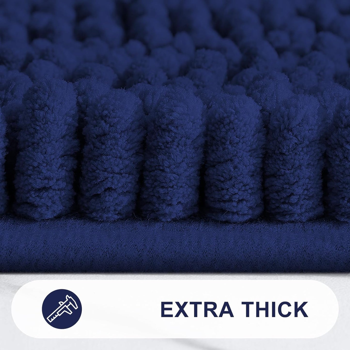 Grandaily Chenille Striped Bathroom Rugs 70x24, Extra Thick and Absorbent Bath Mats, Non-Slip Soft Plush Shaggy Shower Carpet, Machine Wash Dry, Bath Rug for Bathroom, Navy
