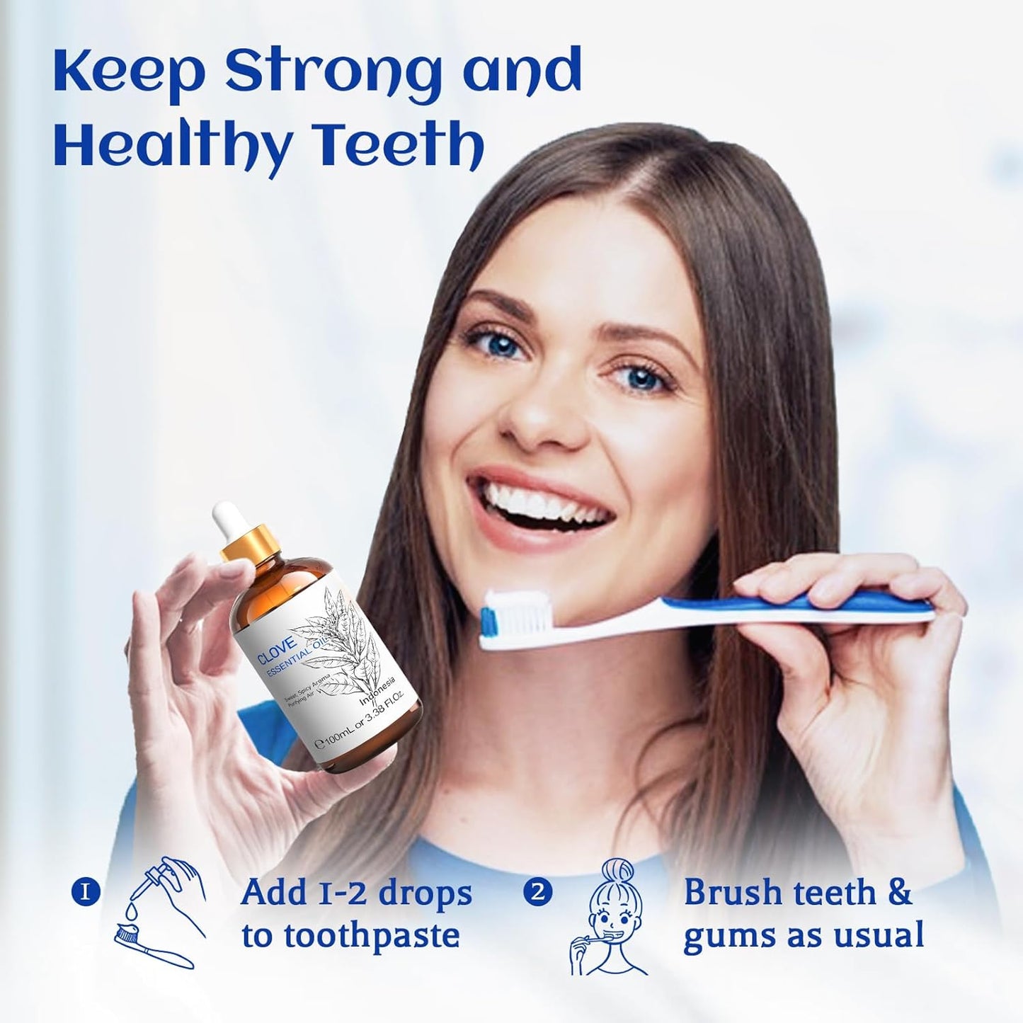 HIQILI 100ML Clove Oil for Teeth and Gums, Tooth Aches, Spray, Aromatherapy, 100% Pure Natural - 3.38 Fl Oz