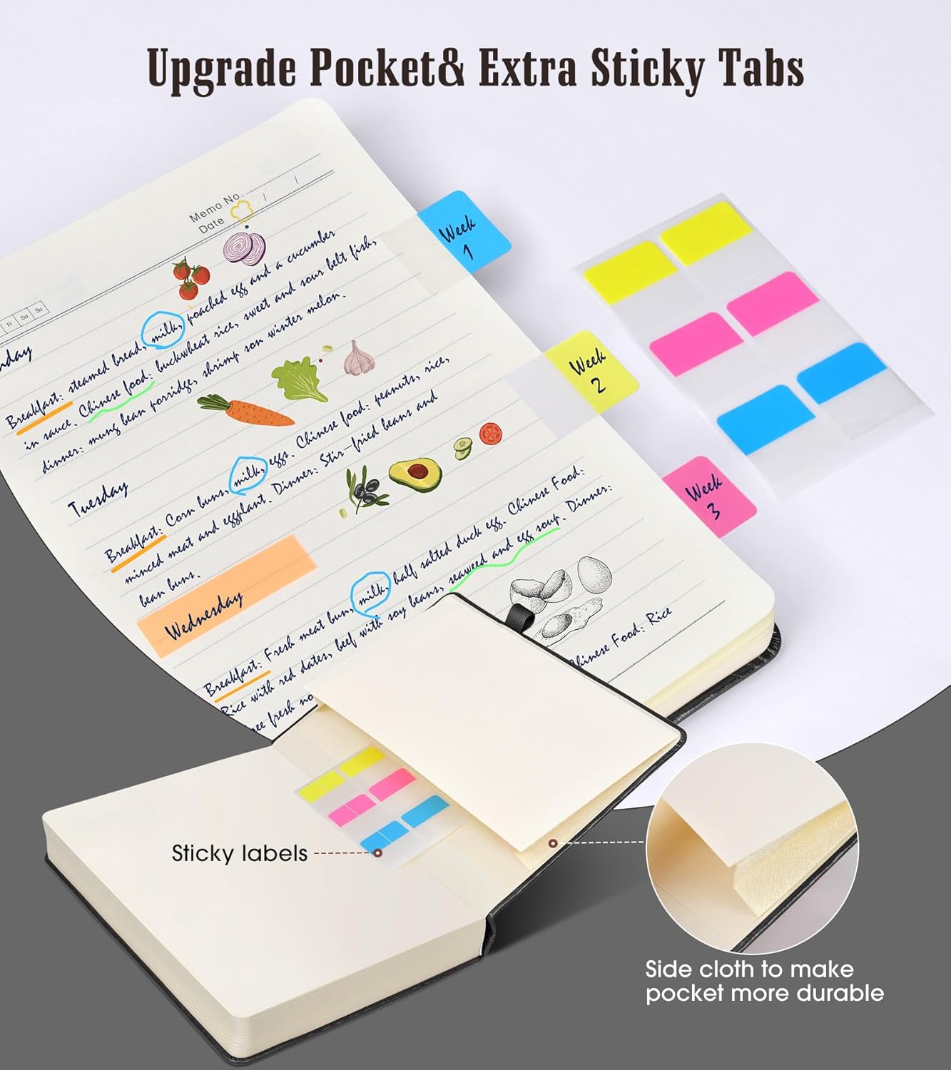 Lined Journal Notebook, 365 Pages A4 Large Journals for Writing Ruled Notebook, Hardcover Leather Journal for Women Men, Daily Notebook for Work, Note Taking, 100Gsm Thick Paper (8.5" x 11" Blcak)