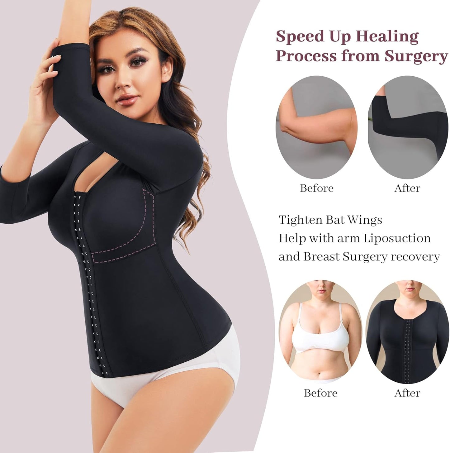 RDSIANE Waist Slimming Girdles Tummy Control Body Shaper Waist Trainer Bodysuit With Arms Compression For Post Surgery