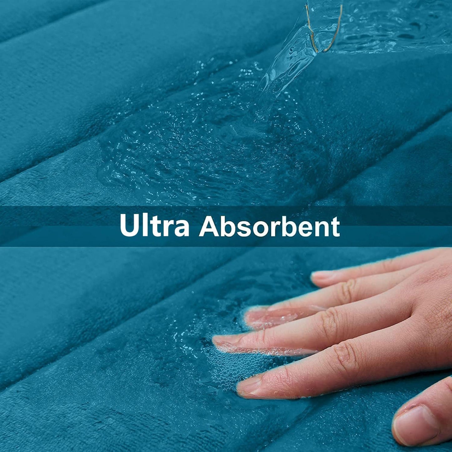 Buganda Memory Foam Bath Mat, 30" x 20", Ultra Soft and Non-Slip Bathroom Rugs, Water Absorbent and Machine Washable Bath Rug for Bathroom, Shower, and Tub, Peacock Blue