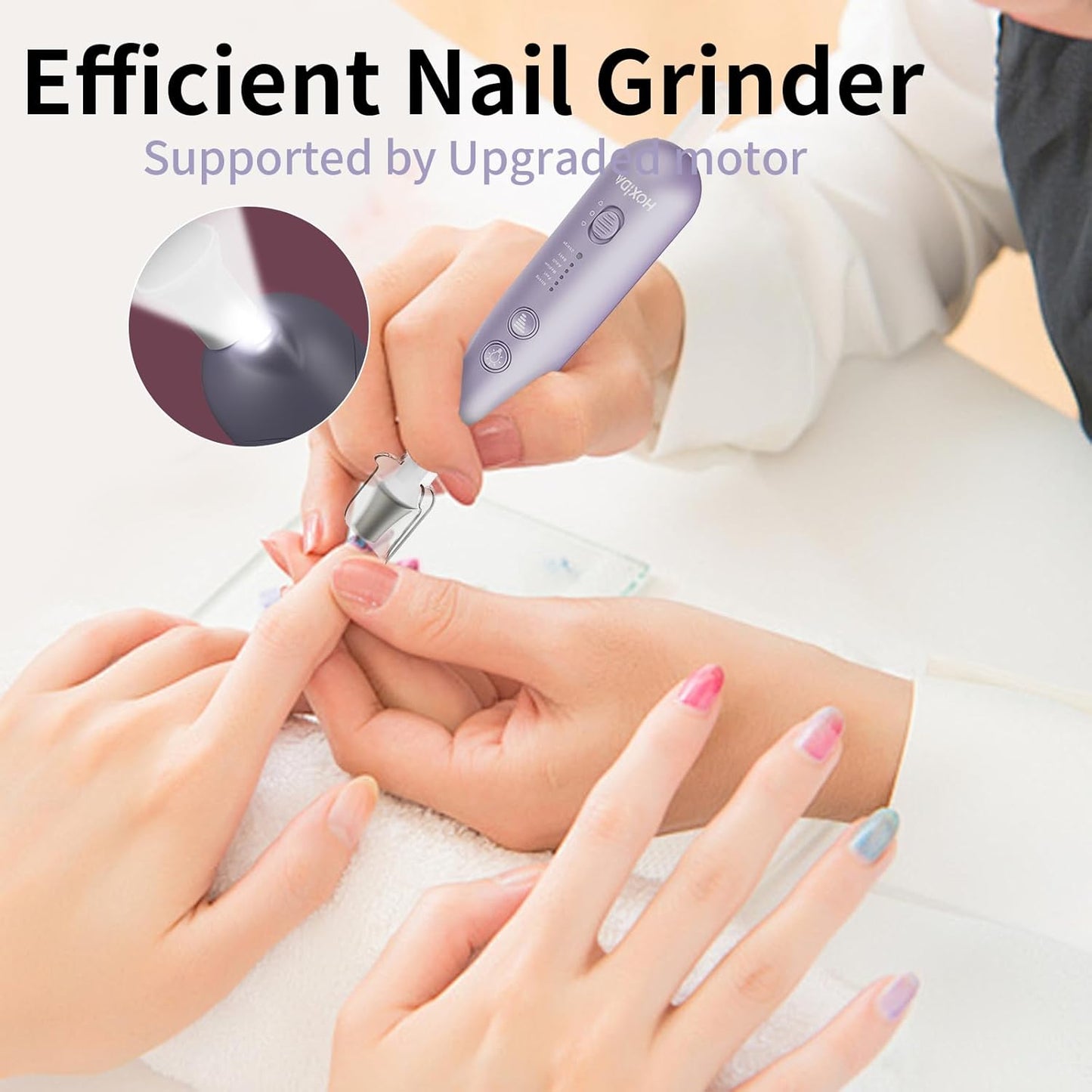 Professional Manicure Pedicure Kit, Cordless Electric Nail File Set, Rechargeable Pedicure Tools for feet, 5 Speeds Hand Foot Care Nail Drill for Thick Nail Toenail Cuticle Women Men Baby Pets-Purple