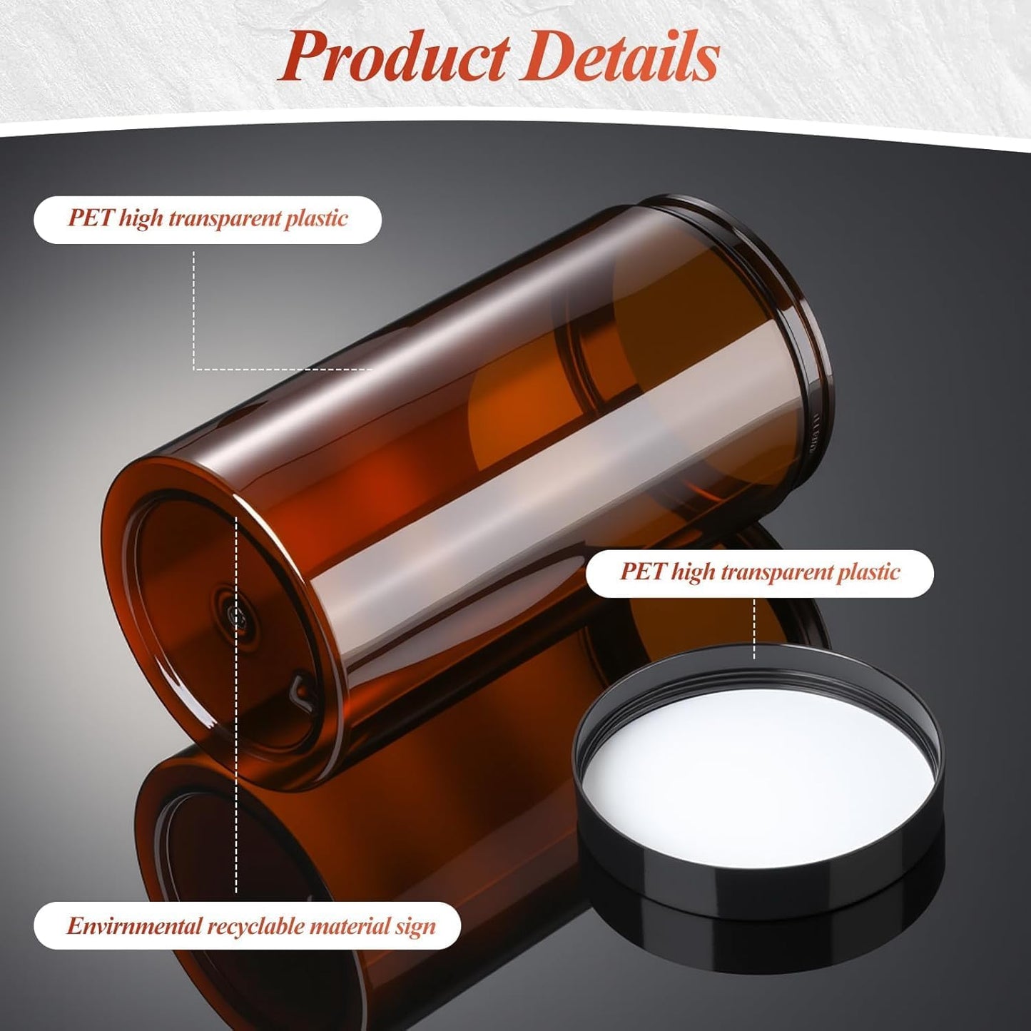 SATINIOR 12 Pack Plastic Container Jars with Lids Round Clear Travel Cosmetic Container Jars for Toiletries, Lotion, Cream, Ointments, Makeup, Rhinestone, Samples, Kitchen Storage(32 oz,Amber)