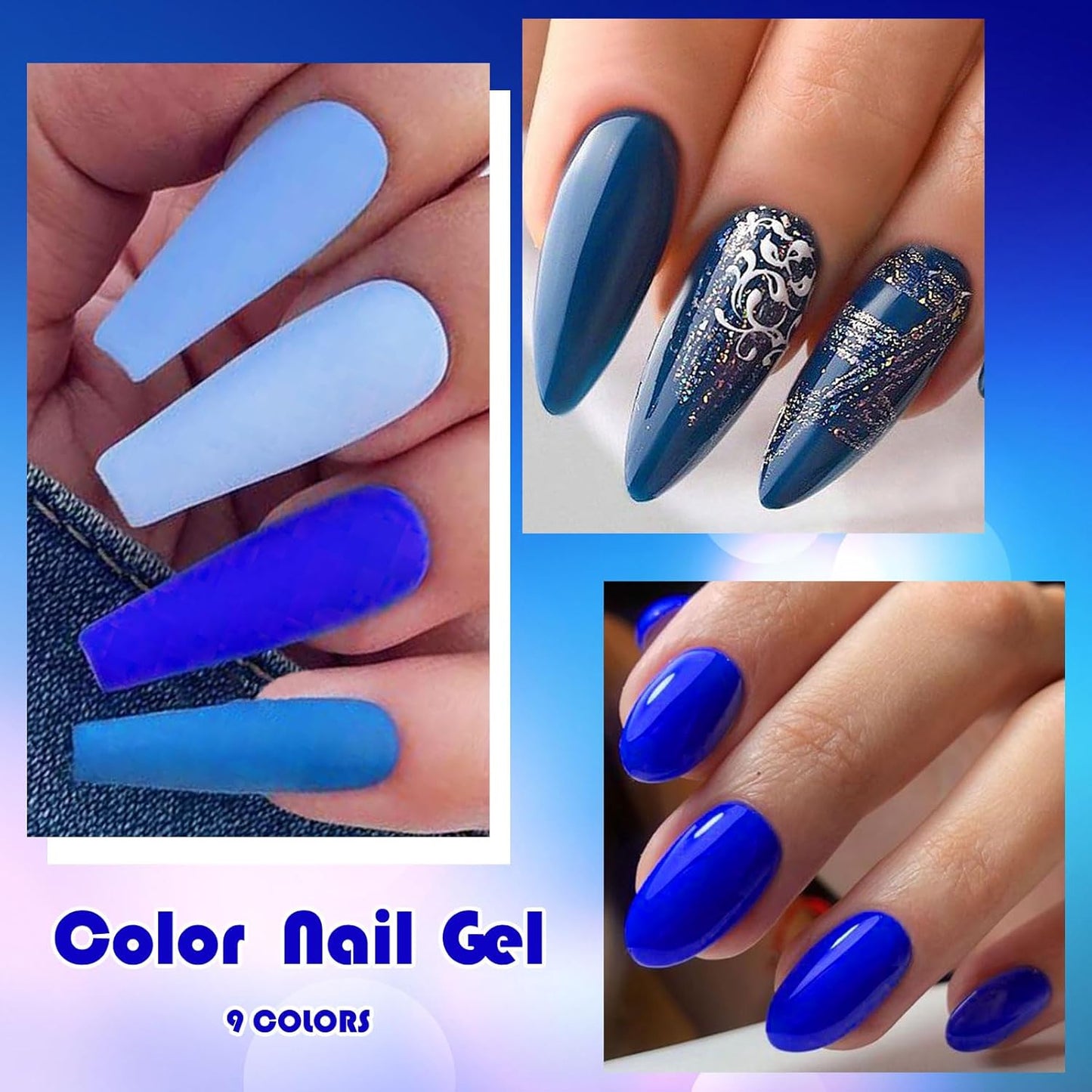 MEET ACROSS 9 Colors Gel Nail Polish + 3PCS Function Gel Nail Polish Kit,Fashion Nail Art Set Design Gifts for Women Manicure Salon (SET8, 12pcs)