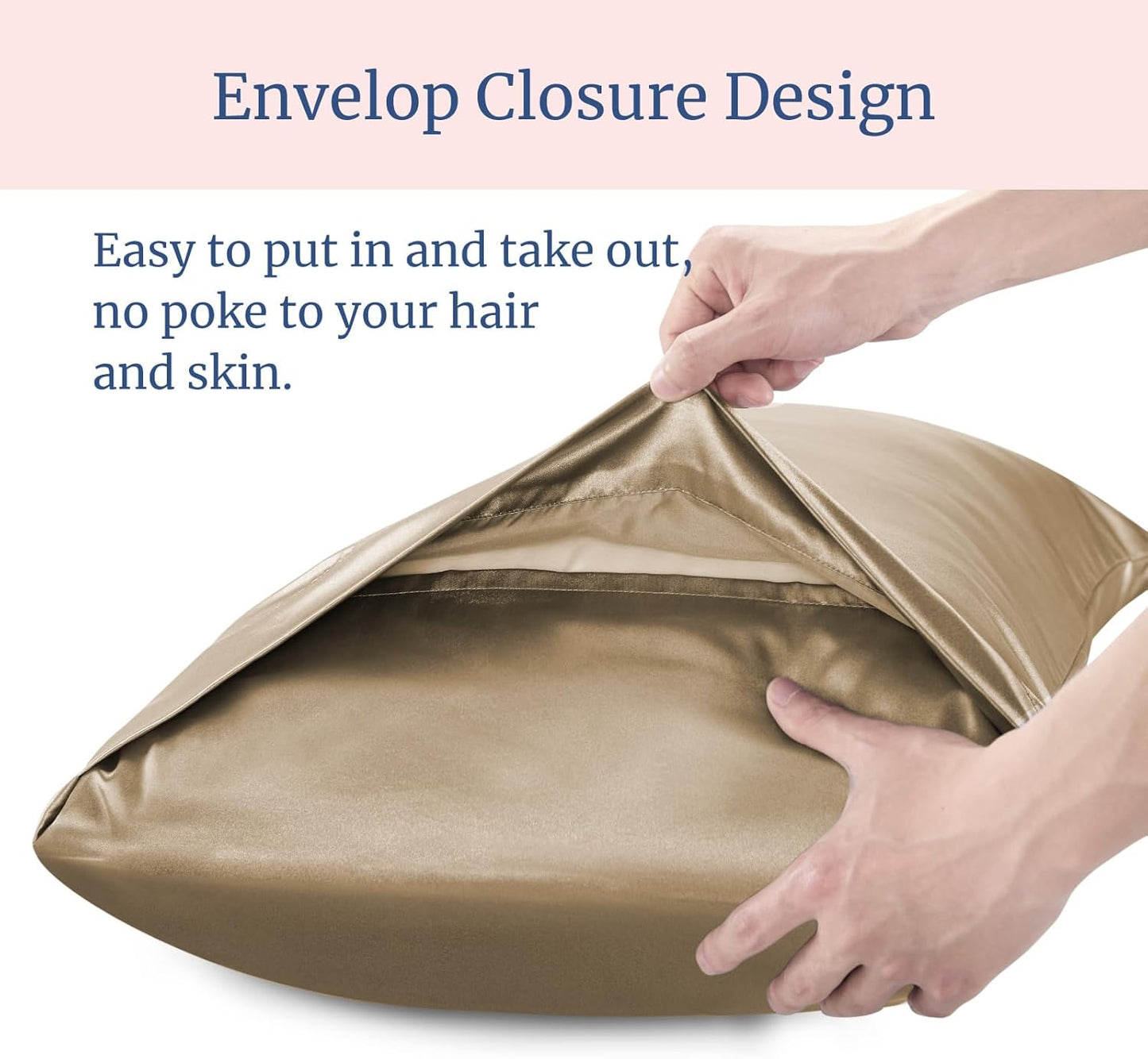 BEDELITE Satin Pillowcase for Hair and Skin, Super Soft and Cooling Similar to Silk Pillow Cases 2 Pack with Envelope Closure, Gift for Women Men(20"x40" King Size, Tawny Brown)