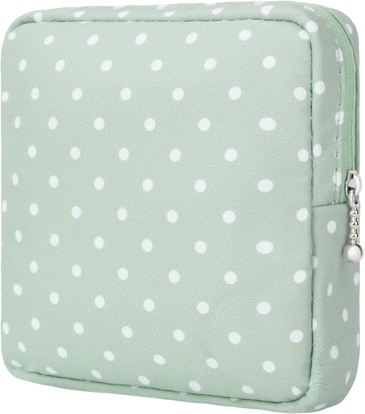 Desing Wish Sanitary Pad Storage Bag Portable Period Bag for Teen Pads/Sanitary Napkins/Small Tampons, Sanitary Napkin Storage Bag First Period Gifts for Teen Girls (Green Dot)