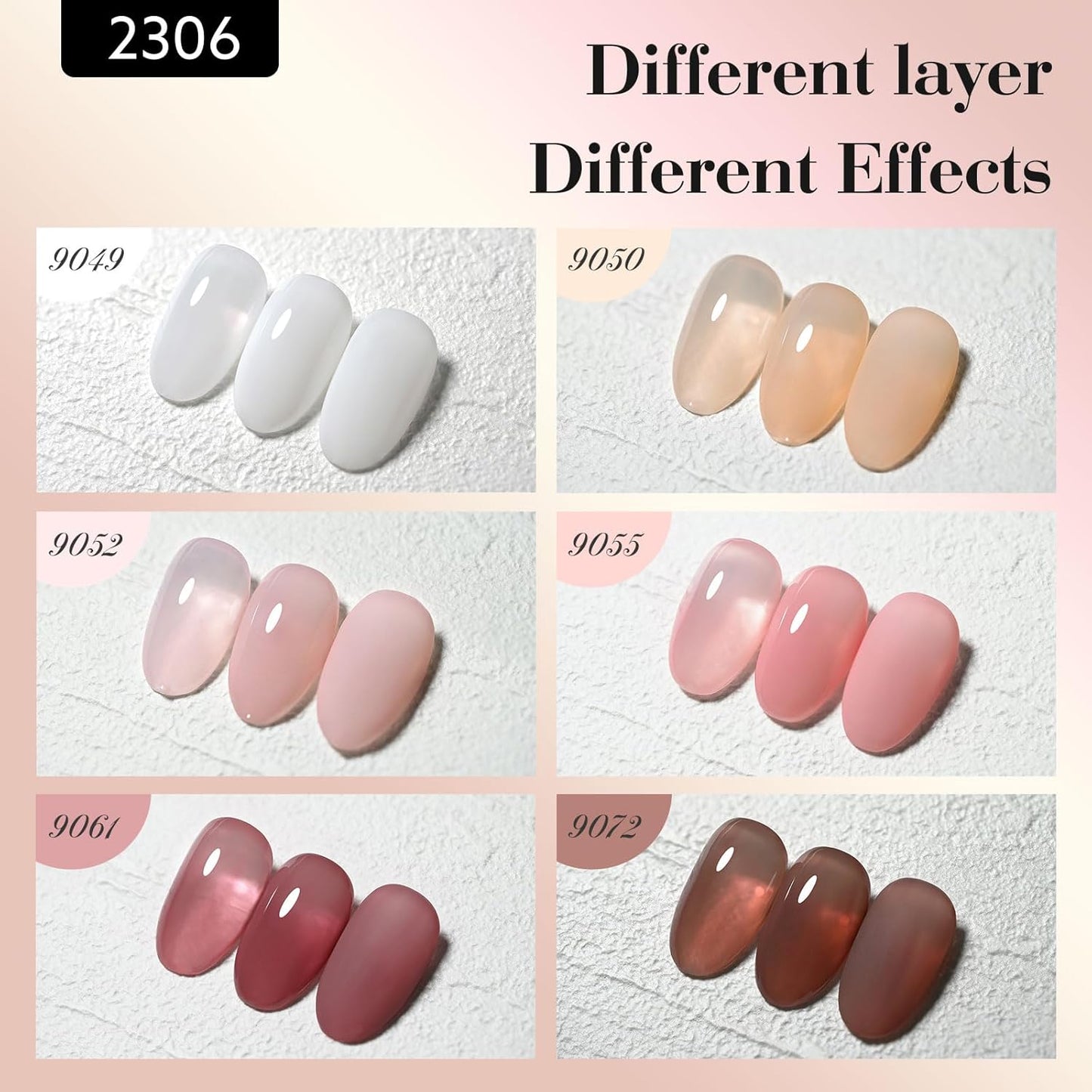 CANNI 9ml Hema-Free Jelly Gel Nail Polish Set- 6Pcs Jelly Nude Pink Neutral Transparent Milky White Colors Kit,Soak Off LED Manicure Kit DIY at Home Salon Gifts for Women Girls