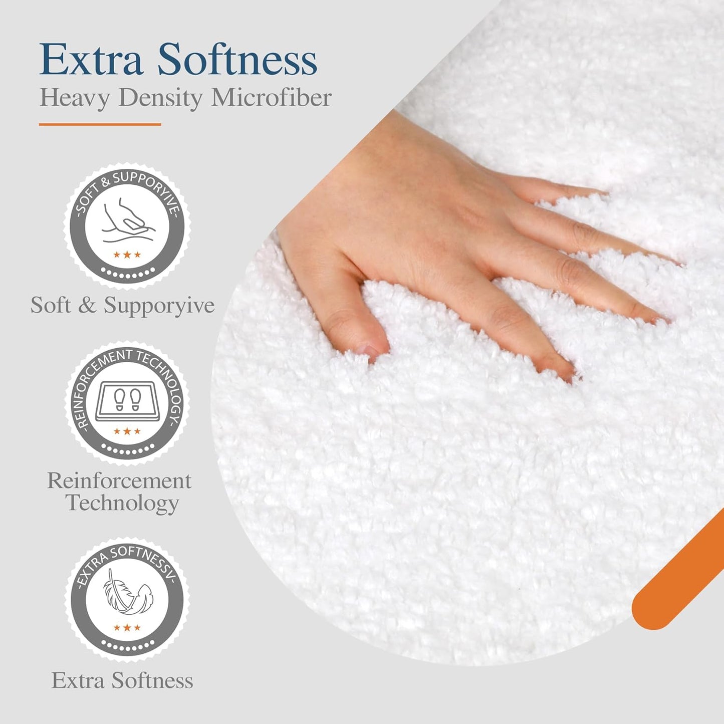 Walensee Non Slip Bath Mat - Soft Microfiber Shaggy Bath Mat (16 x 24, White) Machine Washable and Water Absorbent Thick Plush Shower Rug