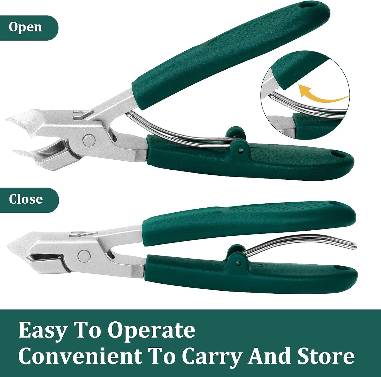 Eagle Beak Beveled Nail Clippers, Upgrade Stainless Steel Wide Jaw Opening Anti-Splash Nail Clipper Set of 3-Piece, Long Handle Angled Head Toenail Clippers for Ingrown & Thick Toenails, for Men Women