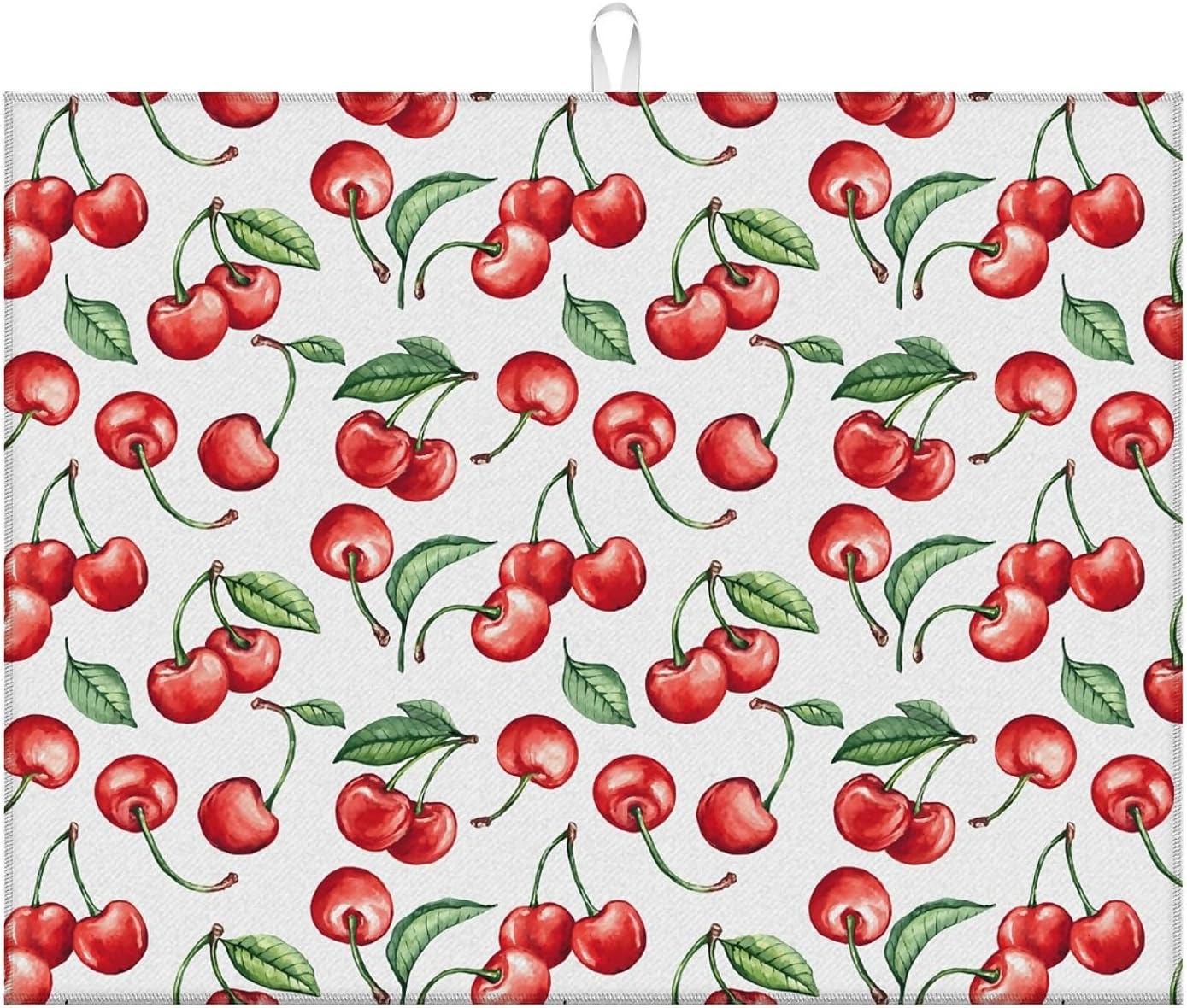 Dish Drying Mat For Kitchen Counter, Cherry Leaf Microfiber Absorbent Dish Drainer Rack Pad Reusable Large 18x24in Drying Mat