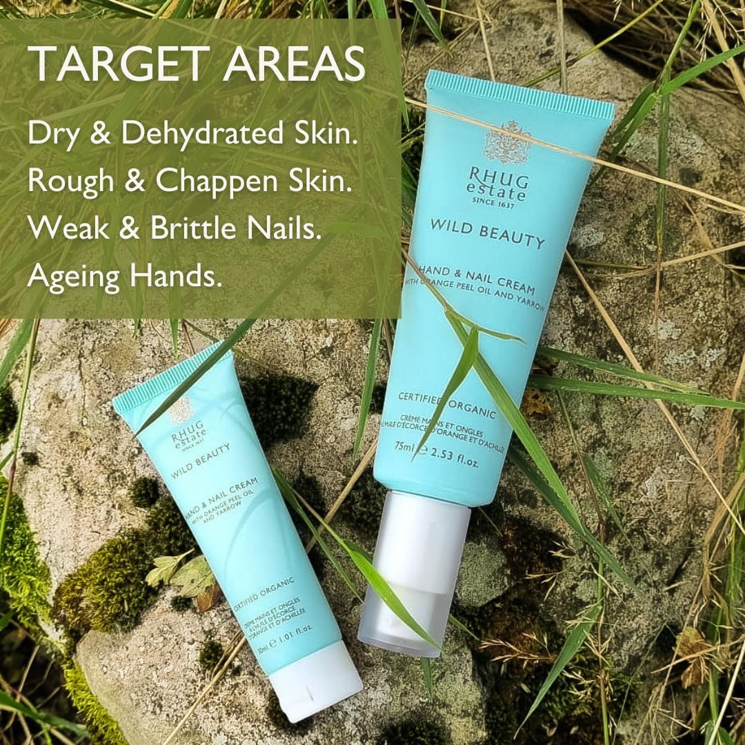 RHUG Estate WILD BEAUTY - Hand & Nail Cream with Orange Peel Oil and Yarrow | Nourishing Moisturizer for Hands | 75ml | Made in the UK