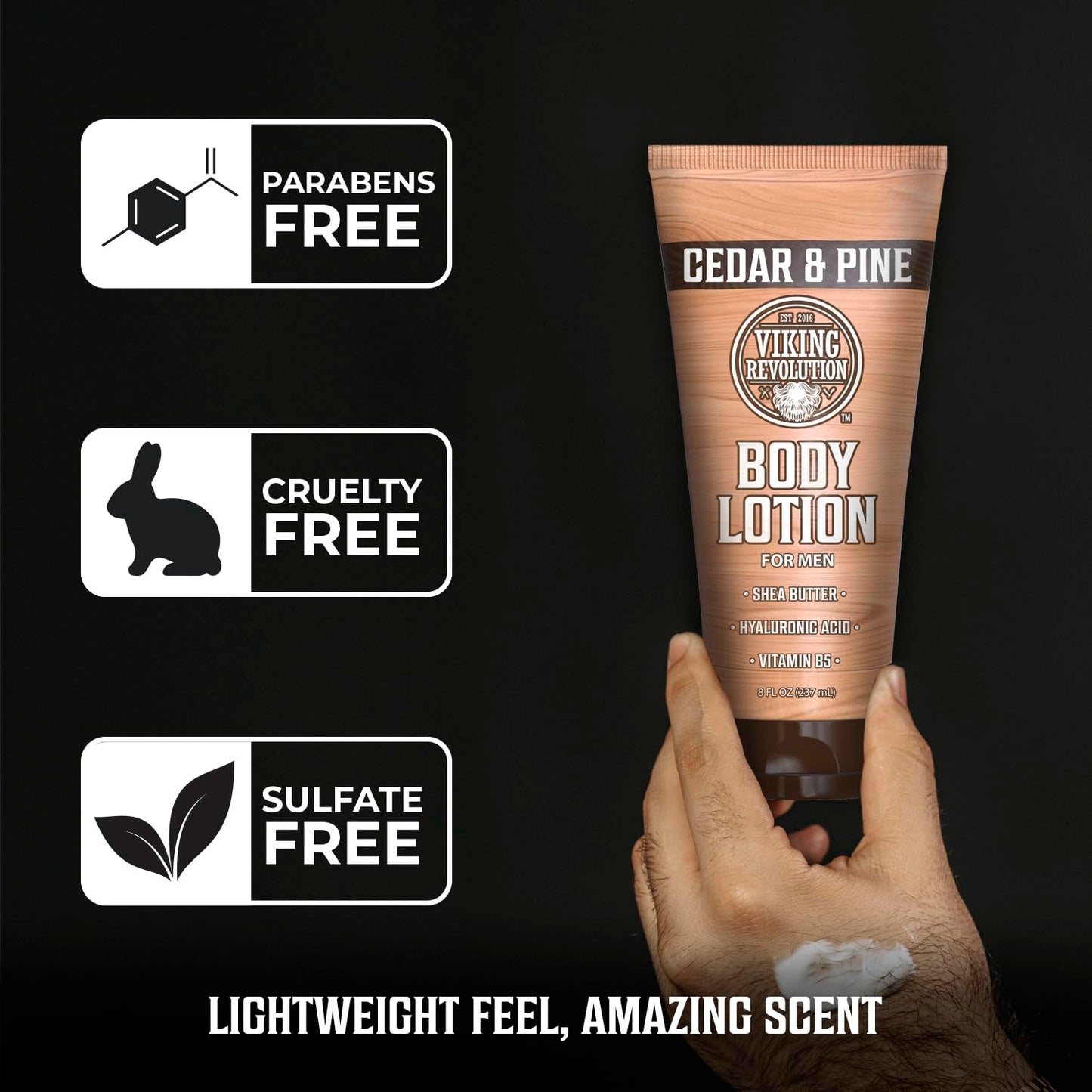 Viking Revolution Cedar and Pine Body Lotion for Men – Mens Lotion for Dry Skin with Shea Butter, Hyaluronic Acid and Vitamin B5, Nourishing Mens Body Lotion for Hydrated and Smooth Skin (8oz, 1 Pack)