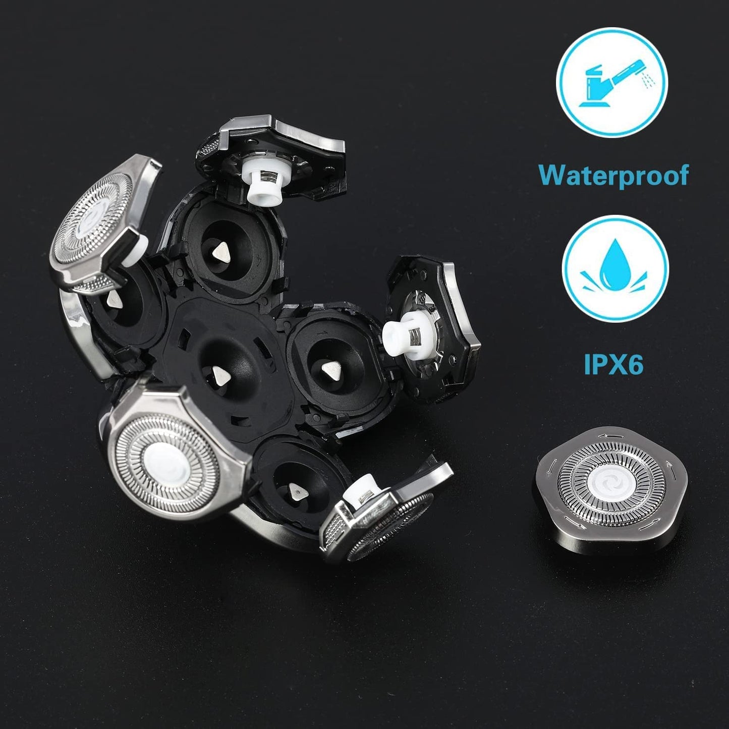 6 Blades Shaver Replacement Heads Electric Razor Blade Replacement Blades for Bald Men Shaver Replacement Blade with Blade Cover (Silver)