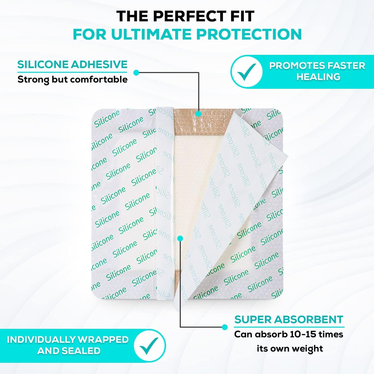 MedVance TM Silicone - Bordered Silicone Adhesive Foam Dressing Size 4"x4" (2.7"x2.7" pad), Box of 10 dressings