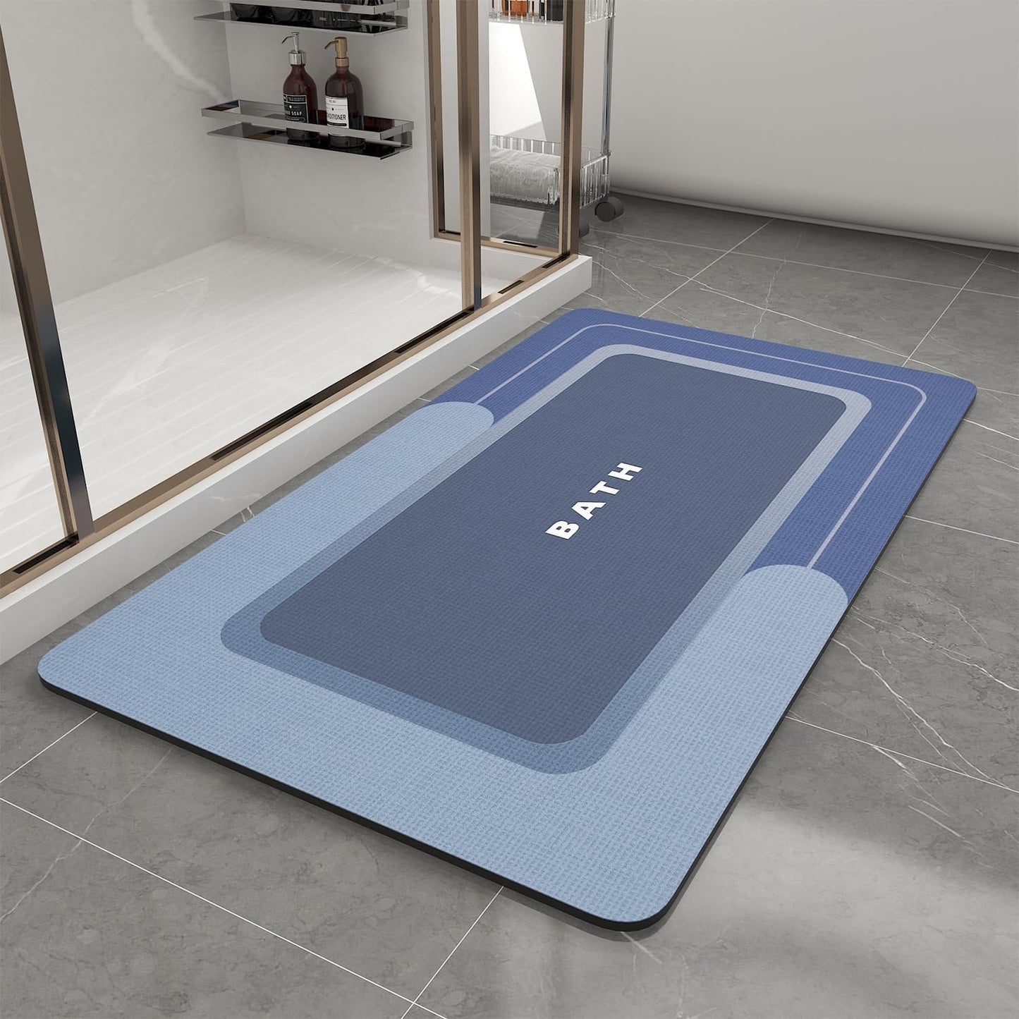 Bath Mat-Bath Mat Rug Non Slip Super Absorbent Stain Resistant Quick Dry Thin Bathroom Rug-Bath Mats for Bathroom Floor Bathtub Vanity-Bathmat Bath Rug Easy Care-17"x35",Navy