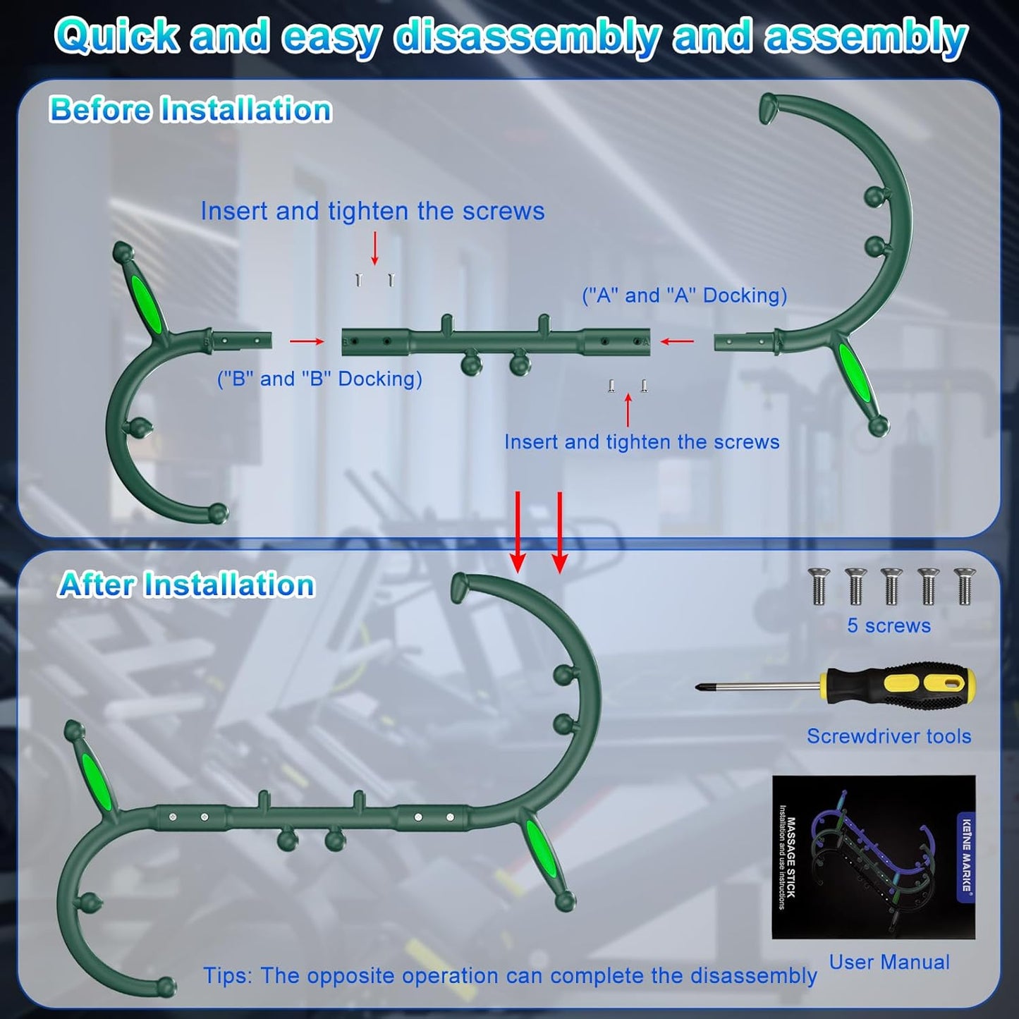 KEINE MARKE Trigger Point Massage Tool, Back Massage Tool, Pressure Point Massage Tool, Handheld Back, Neck, Shoulder, Leg and Feet Massage Hook for Men & Women (Forest Green)