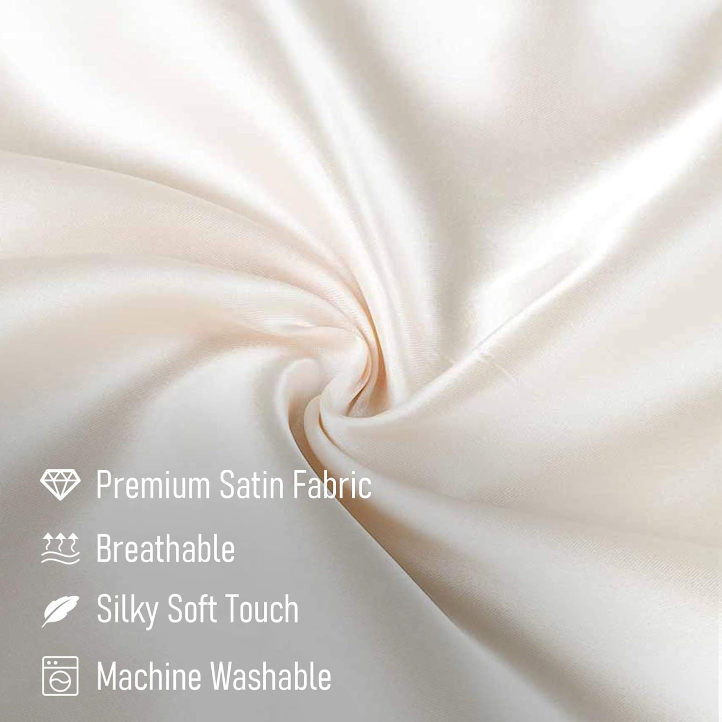 Tyfitb Satin Pillowcase for Hair and Skin, Beige Pillowcases Set of 2, Cooling Pillow Cases King Size(20×36 Inches), Soft Luxury Satin Pillowcase with Envelope Closure