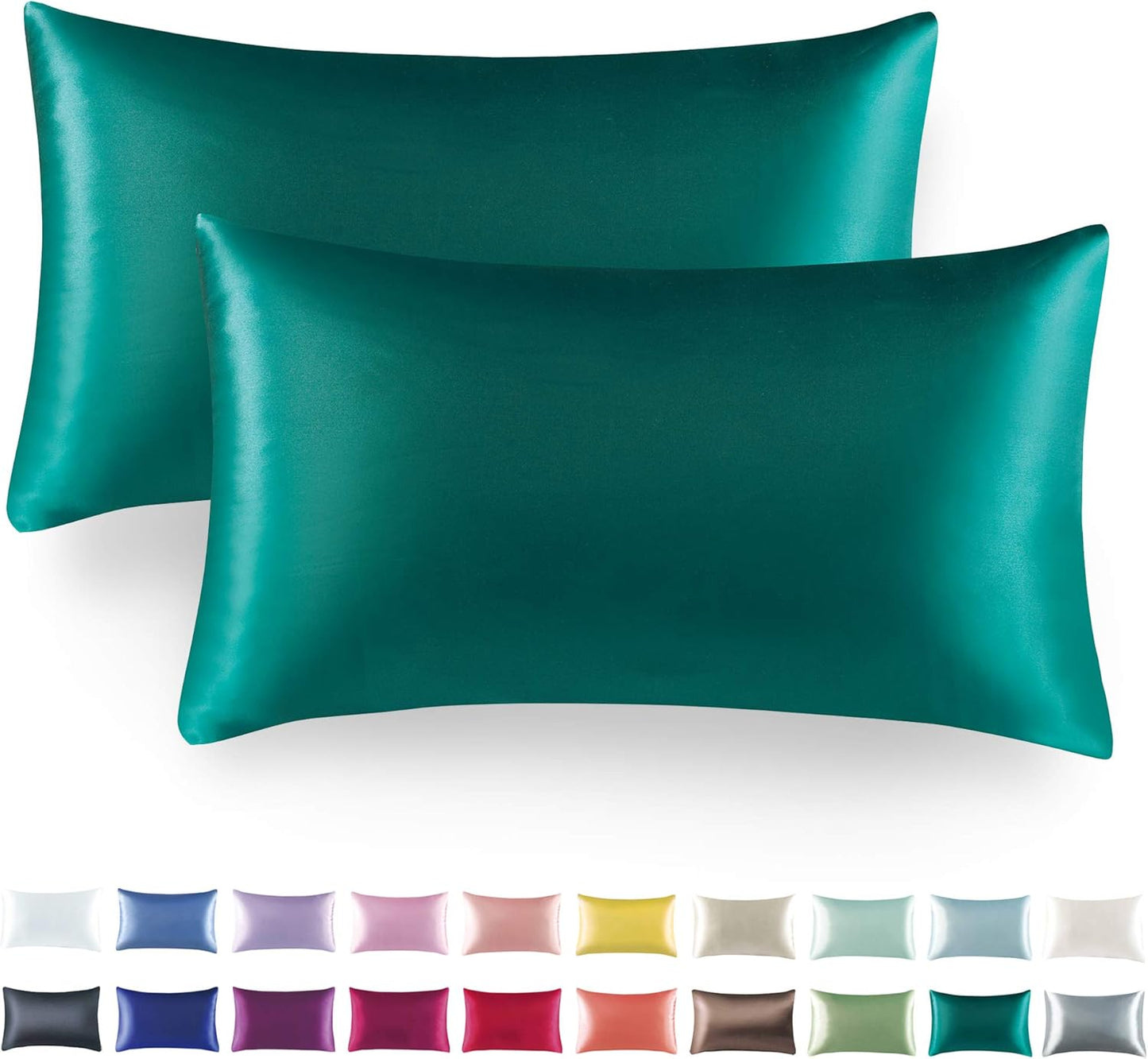 Tyfitb Satin Pillowcase for Hair & Skin Care -Silk-Like Cooling 2 Pack Hypoallergenic Pillow Cases with Envelope Closure, Wrinkle & Frizz-Free Standard Size 20x26 - Gifts for Women/Men