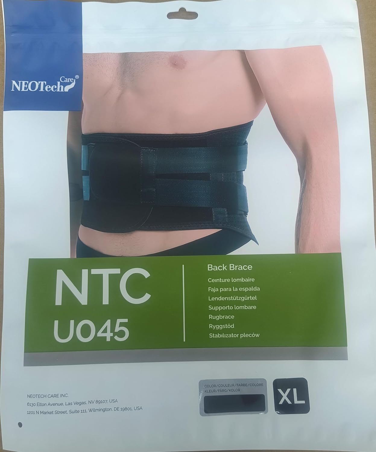 NeoTech Care Back Support Belt - Breathable & Adjustable Lower Back Brace - Double Pull Compression Straps (Black, Size XL)