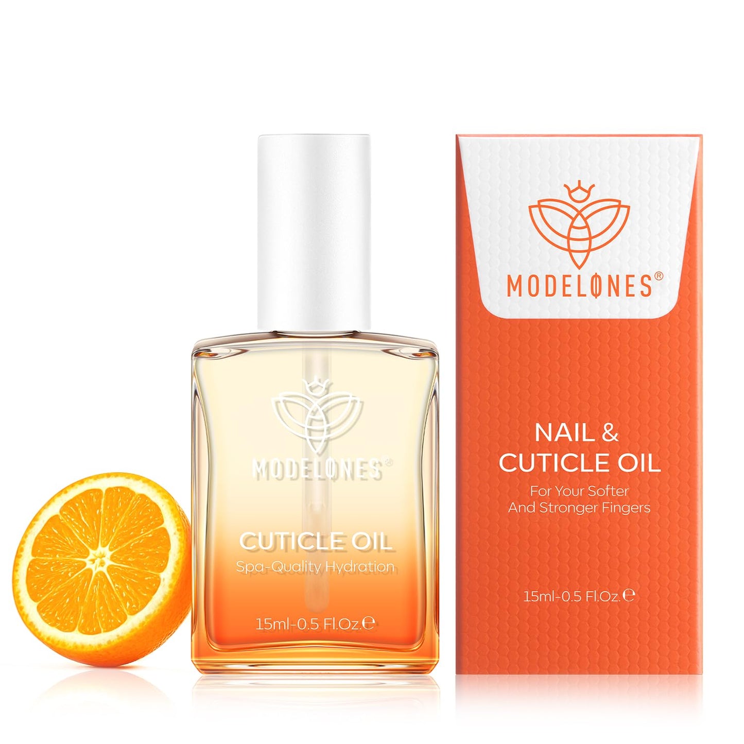modelones Cuticle Oil for Nails Orange Nail Oil for Growth and Strength Nail Growth Oil Cuticle Care Quick Dry Nail Care Moisturize and Strengthen Damaged Nails 15ml 0.5Fl Oz