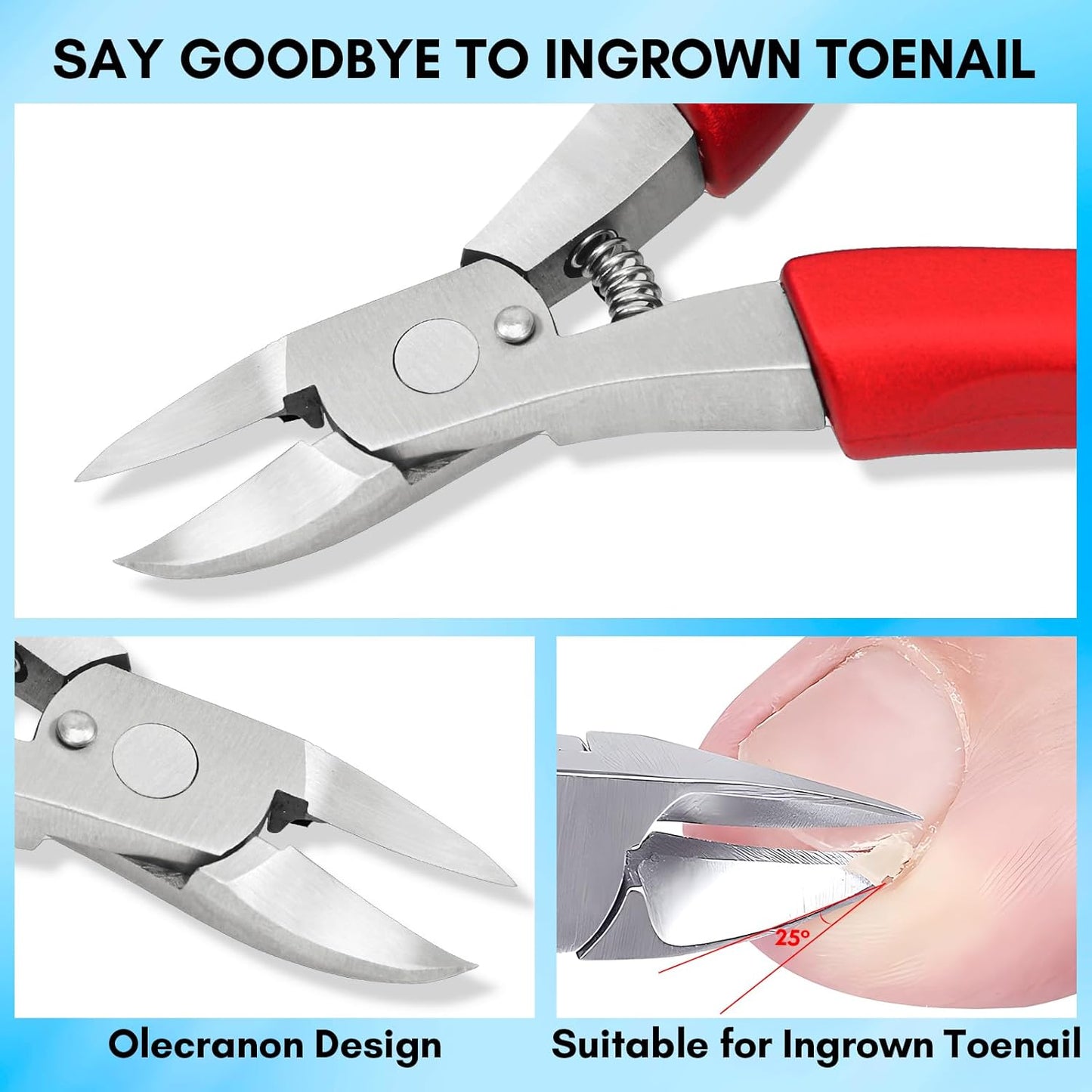 Makartt Toenail Clippers, 5-in-1 Stainless Steel Nail Clipper Set for Thick or Ingrown Toenails, Professional Removal Kit for Men, Women & Seniors