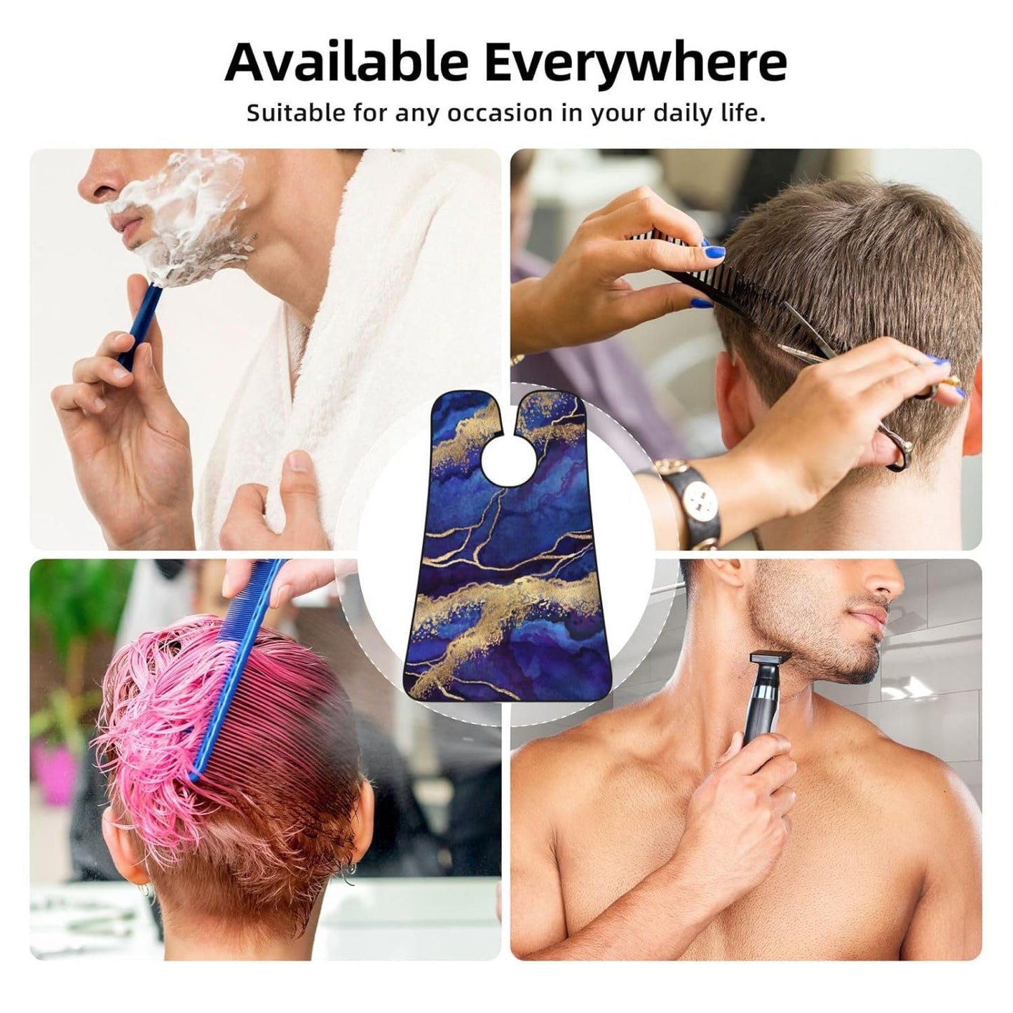 Blue Marble Beard Bib Apron, Beard Hair Catcher For Men Shaving, Waterproof With Suction Cups