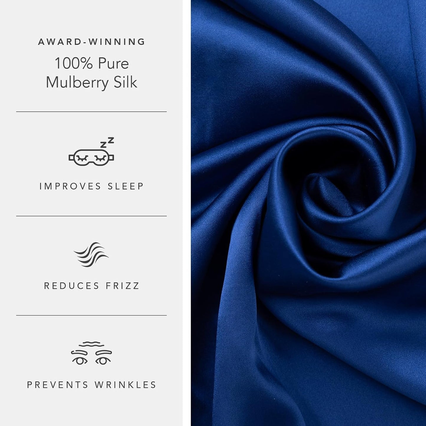 Fishers Finery 25mm 100% Pure Mulberry Silk Pillowcase (Navy Standard)
