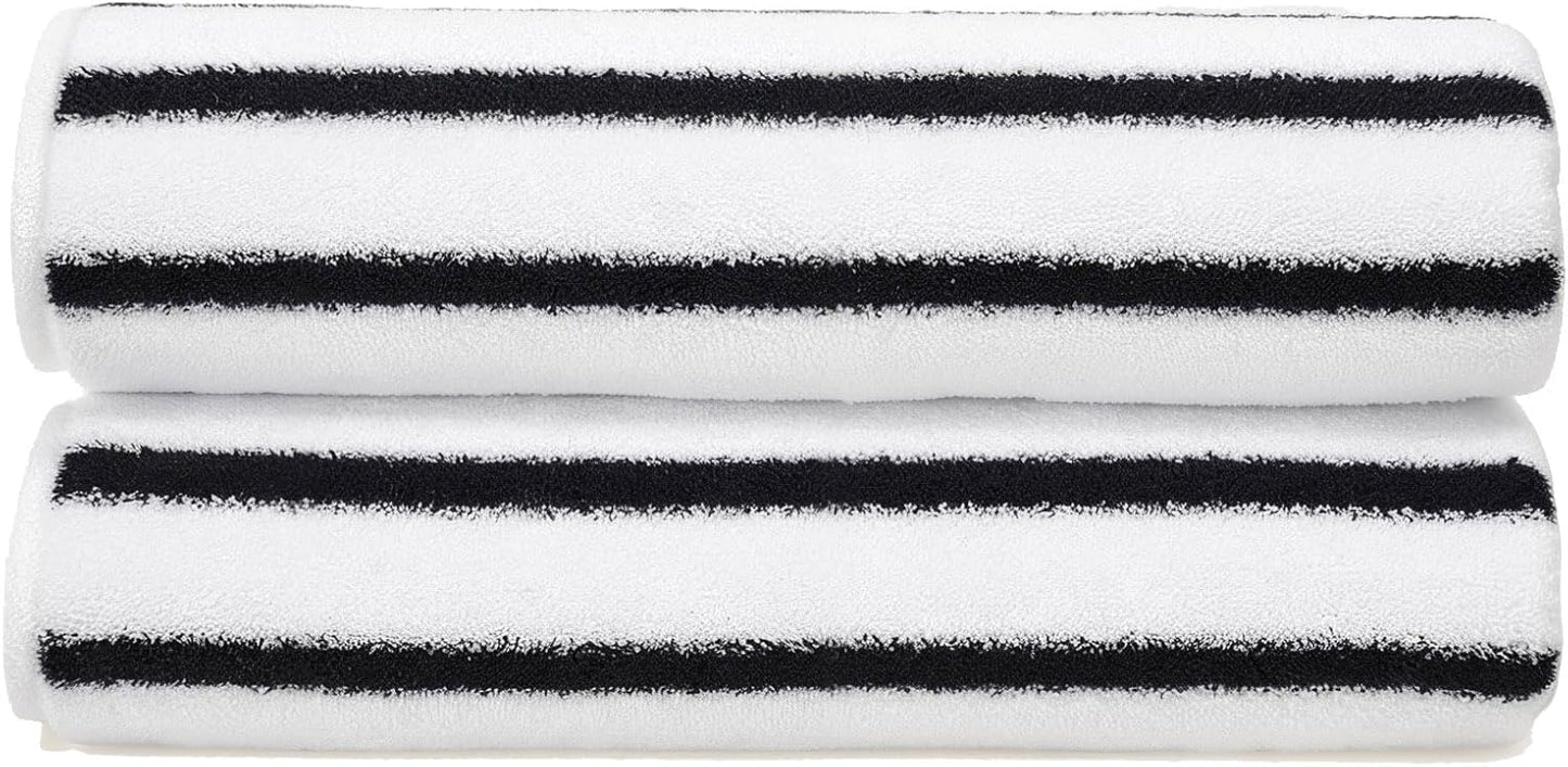 Italic Ultraplush 100% Australian Cotton Hand Towels - Set of 2 Luxury Hand Towels, Ultra Plush and Highly Absorbent 800GSM Resort Grade, Striped (White and Blue)