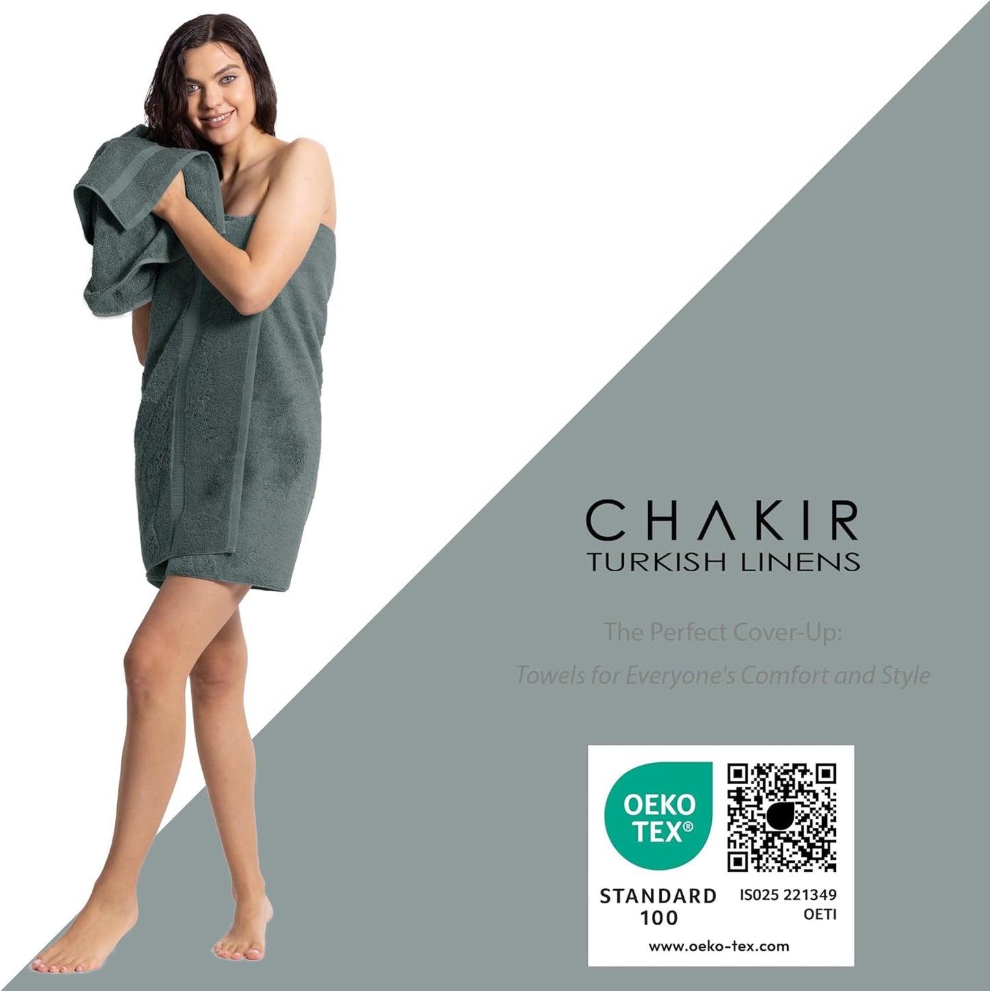 Chakir Turkish Linens |Hotel & Spa Quality 100% Cotton Premium Turkish Towels | Soft & Absorbent (Dark Gray, 6-Piece Towel Sets)