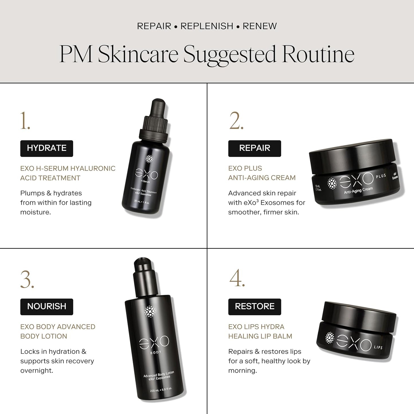 EXO PLUS™ by Exoceuticals Anti-Aging Cream with Exosomes - Hyaluronic Acid, Aloe - Luxury Beauty Face Moisturizer for Sensitive Skin - Premium Hydrating & Firming Exosome Skin Care | 50ML | 1.7 fl oz