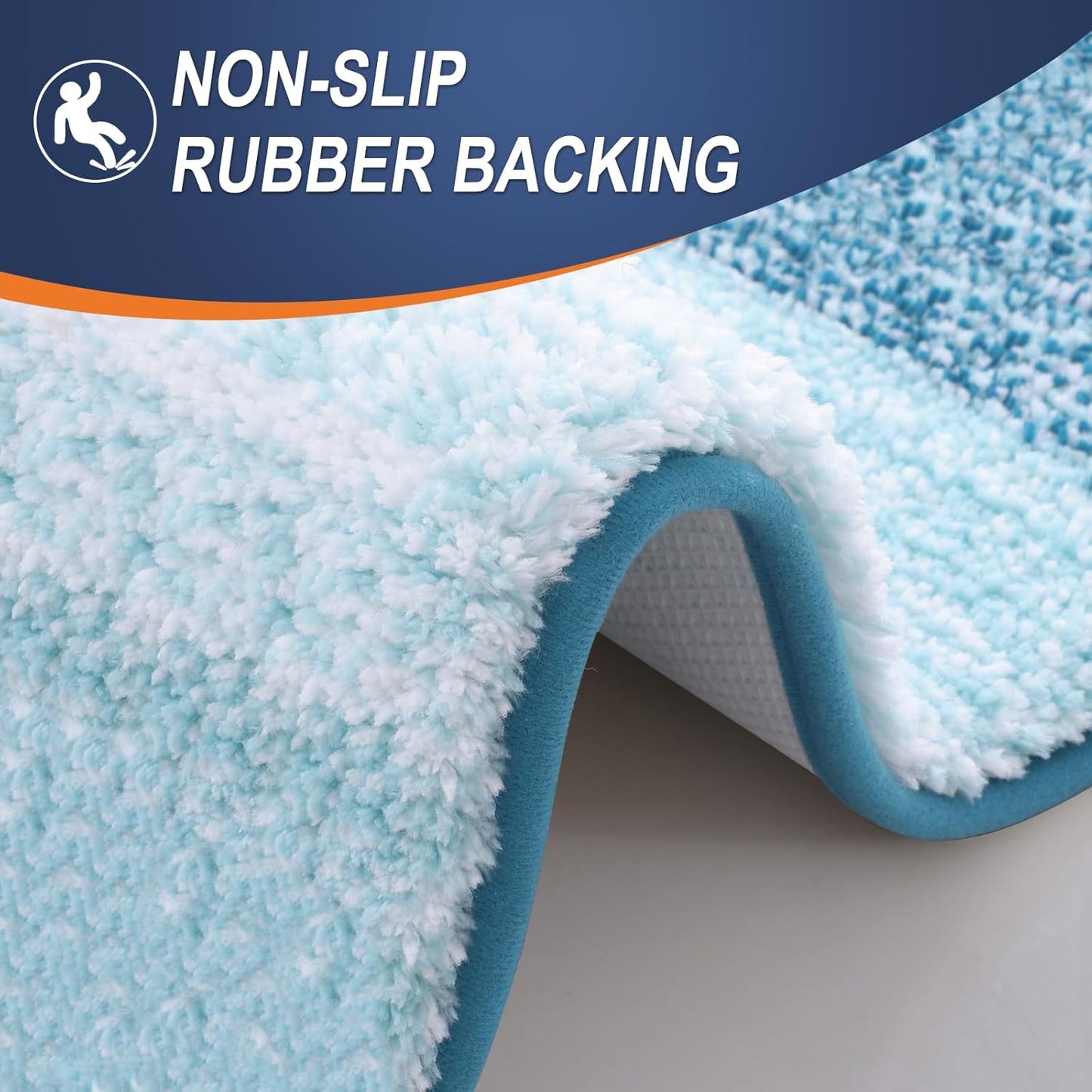 OLANLY Bathroom Rug Mat 36x24, Extra Soft and Absorbent Microfiber Bath Rugs, Non-Slip Plush Shaggy Bath Carpet, Machine Wash Dry, Bath Mats for Bathroom Floor, Tub and Shower, Peacock Blue