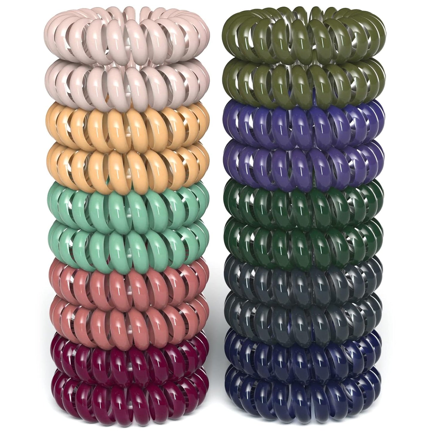 20Pcs Hair Elastics, No Crease Spiral Hair Ties Hair Bands MultiColor Waterproof Phone Cord Hair Scrunchies Hair Coils Accessories for Women Girls