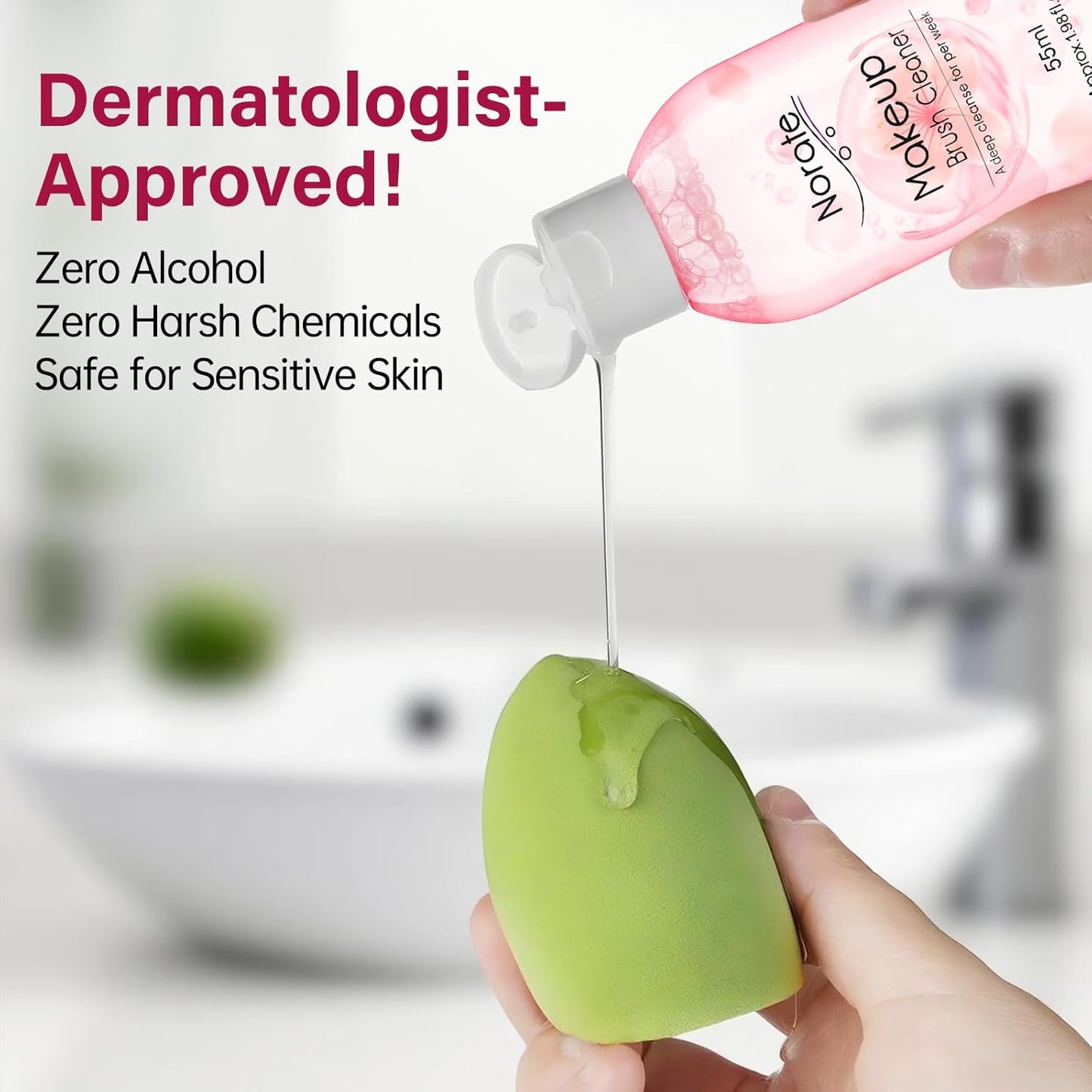 Norate Makeup Brush Cleaner, Stocking Stuffers for Women, Moms, Teen Girls, Electric Makeup Brush Cleaner Machine Solution, Removes Residue from Makeup Brushes with Deep-Clean Cruelty-Free Shampoo