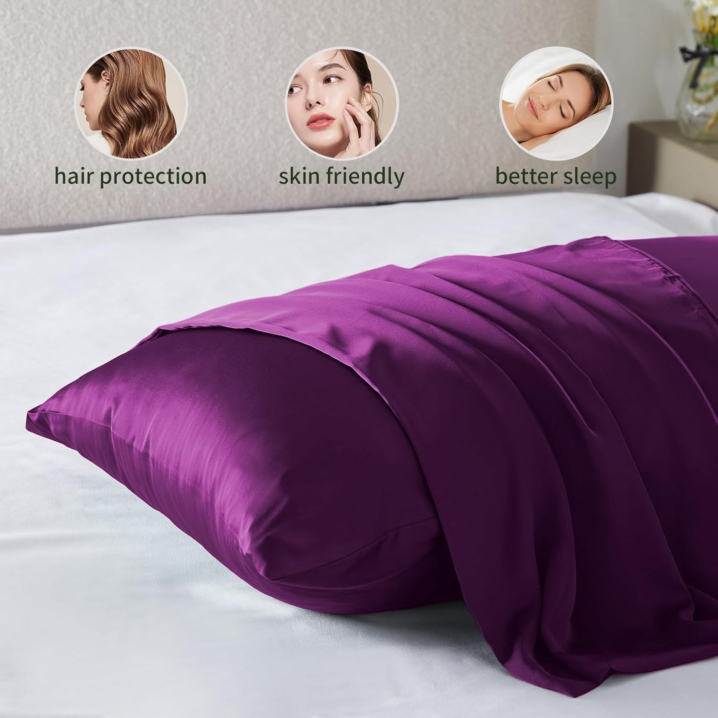 Silk Body Pillow Cover Pillow Pillowcase for Body Pillow Soft Pillow Cover Pillow Case Mulberry Silk Pillowcase for Sleep(Purple,20"X 54",1pc)