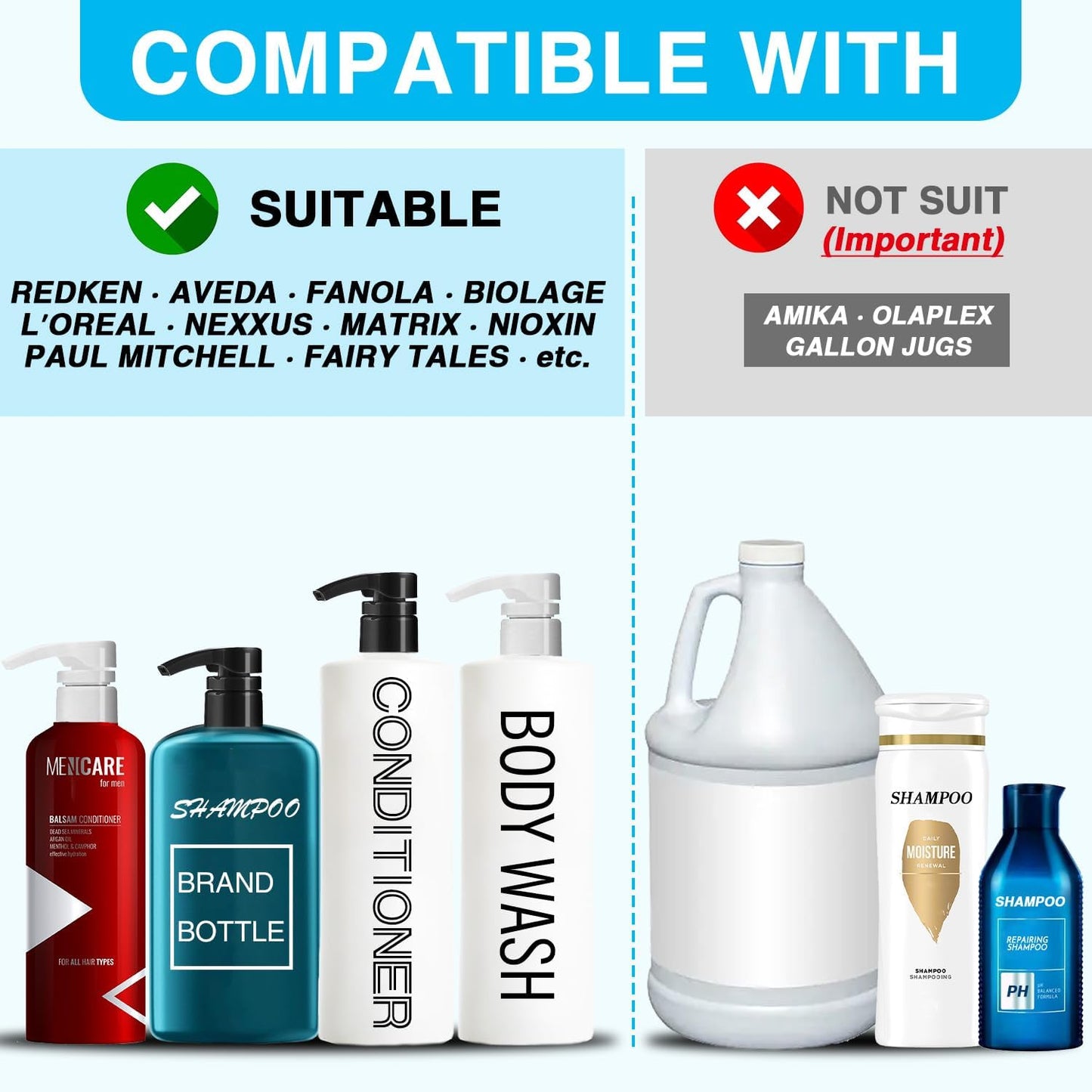 12-Pack Shampoo Pumps for Liter 33.8 oz Shampoo and Conditioner, Pump Dispenser Fits Most Salon Bottles with 1-inch Wide Opening, Black & White Replacement Pump for Soft Hair Products, Body Wash