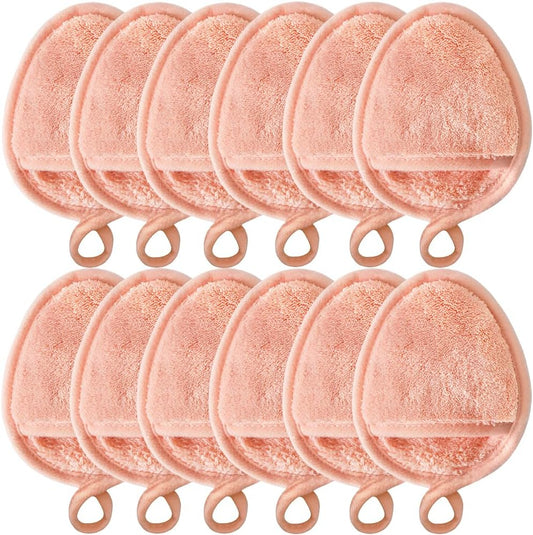 Reusable Makeup Remover Pads Soft Makeup Remover Cloths Washable Facial Makeup Cleansing Pads for Face,Lip,Eyes Orange 12PCS
