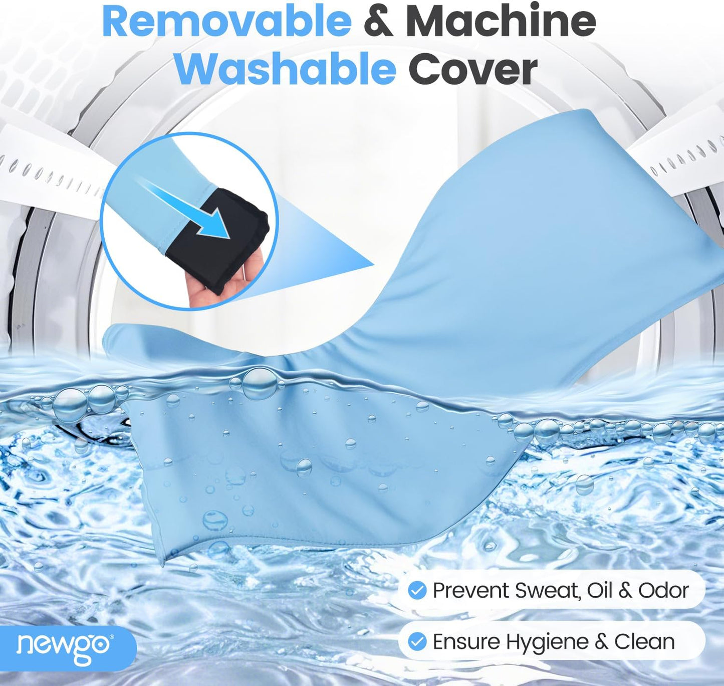 NEWGO Migraine Relief Cooling Headband with Washable Cover, Stylish Cold Head Wrap Forehead Ice Pack for Headaches, Hot Weather, Tension, Hangover