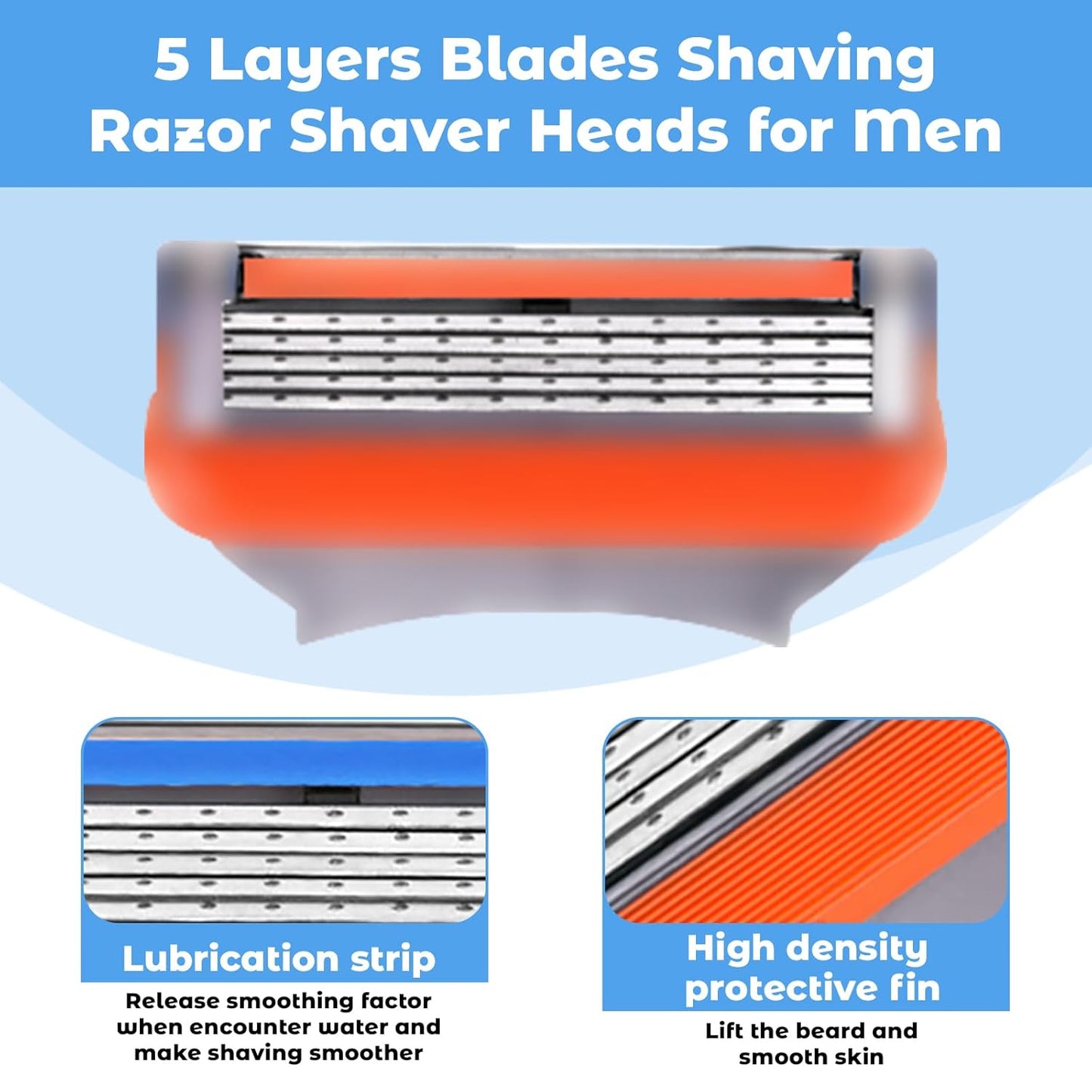 Premium 5-Layer Stainless Steel Razor Blade Refills, 24 Pack – Compatible with Fusion 5 Style Razors, High-Performance Cartridges for Smooth Shaving, Durable & Sharp Replacement Blades for Men
