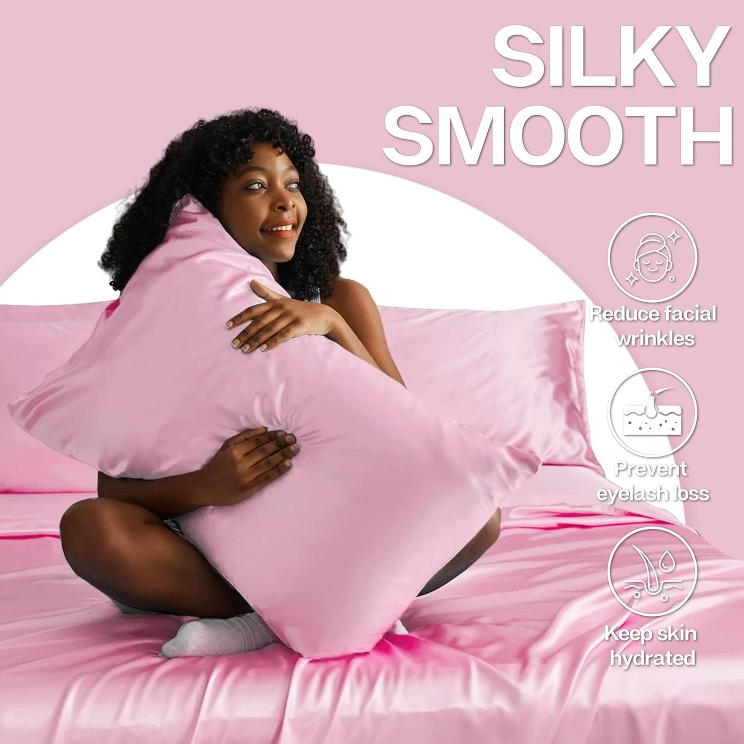 MR&HM Satin Pillowcase for Hair and Skin, Silk Satin Pillowcase 2 Pack, Queen Size Pillow Cases Set of 2, Silky Pillow Cover with Envelope Closure (20x30, Pink)