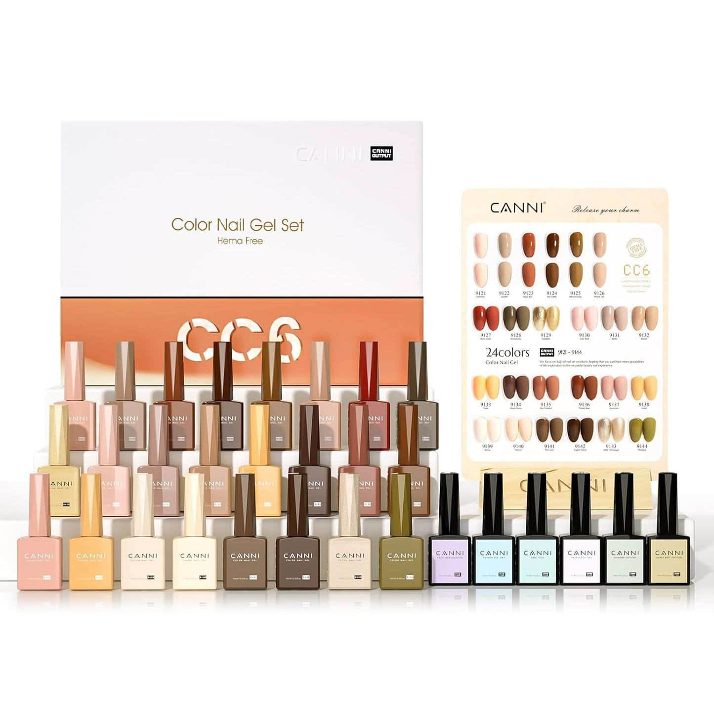 CANNI 30Pcs 9ML Hema-free Gel Nail Polish Set,Nude Brown Red Glitter Gold Gel Polish Kit Soak Off LED Nail Gel Polish Set Nail Art Starter Manicure Salon DIY at Home