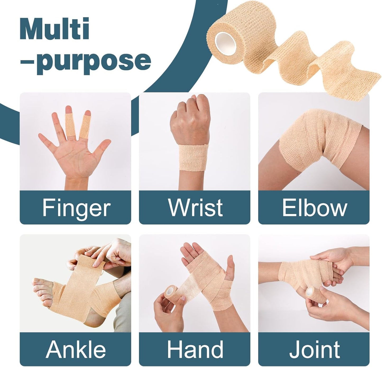 AZEN 40 Pack Self Adhesive Bandage Wrap, 2" X 5 Yards Elastic Cohesive Bandage Wrap, Skin Color Athletic Tape, Vet Wrap, Ankle Tape, Tattoo Grip Tape Wrap