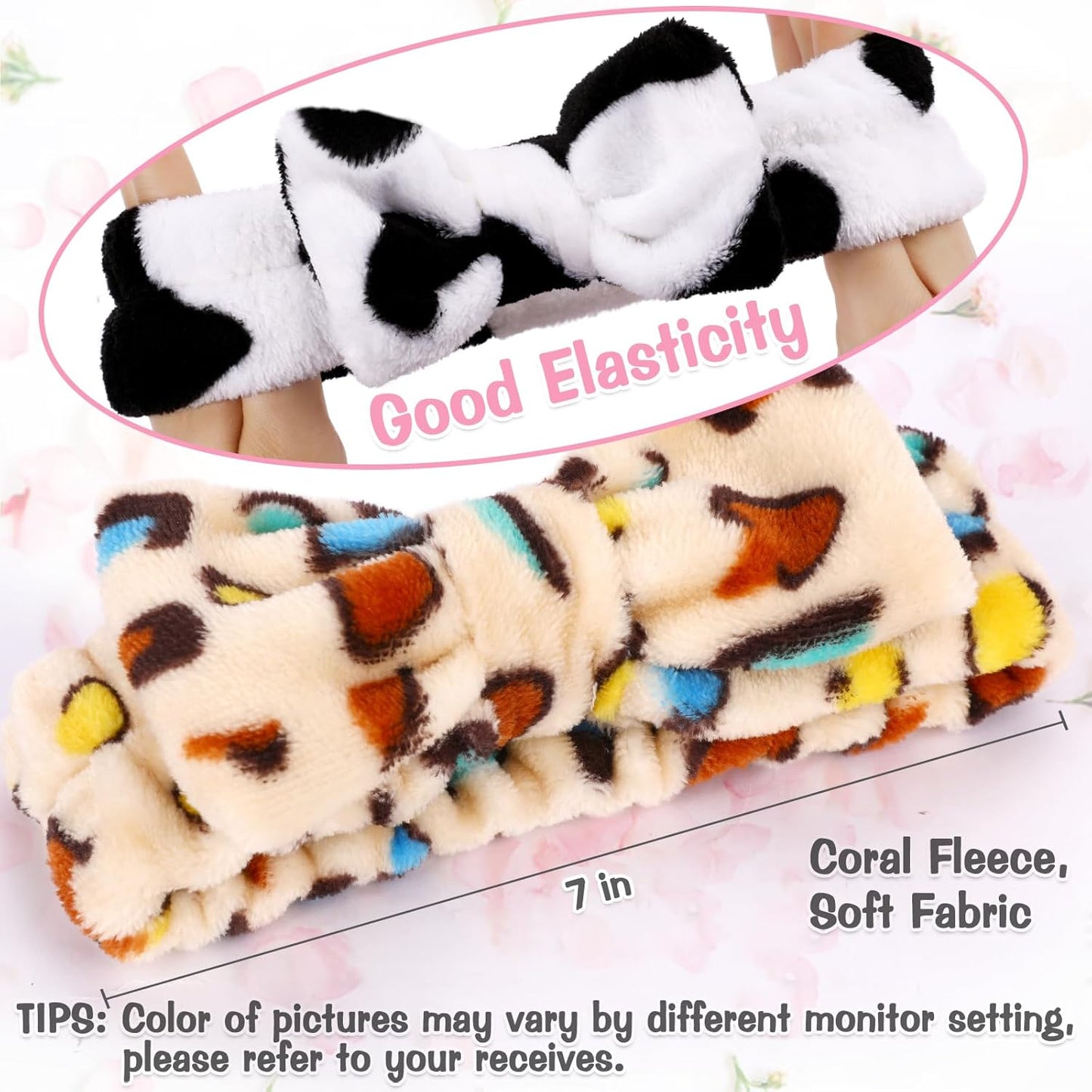 6 Pack Spa Headband for Women Skincare Makeup Headband Soft Coral Fleece Bow Hairband Party Favors Goody Bag Stuffers Christmas Stocking Stuffers for Woman Teen Adult Spa Gifts For Women Gifts