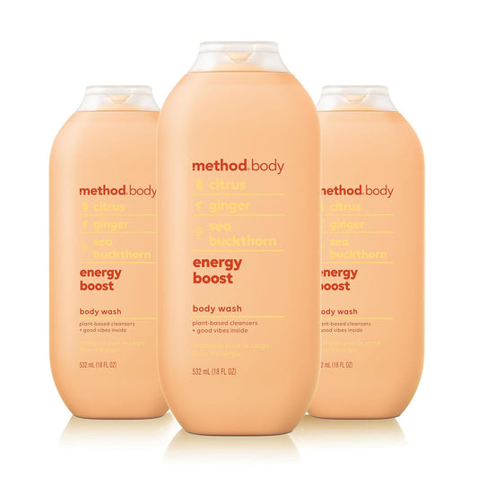Method Body Wash, Energy Boost, 18oz (Pack of 3)
